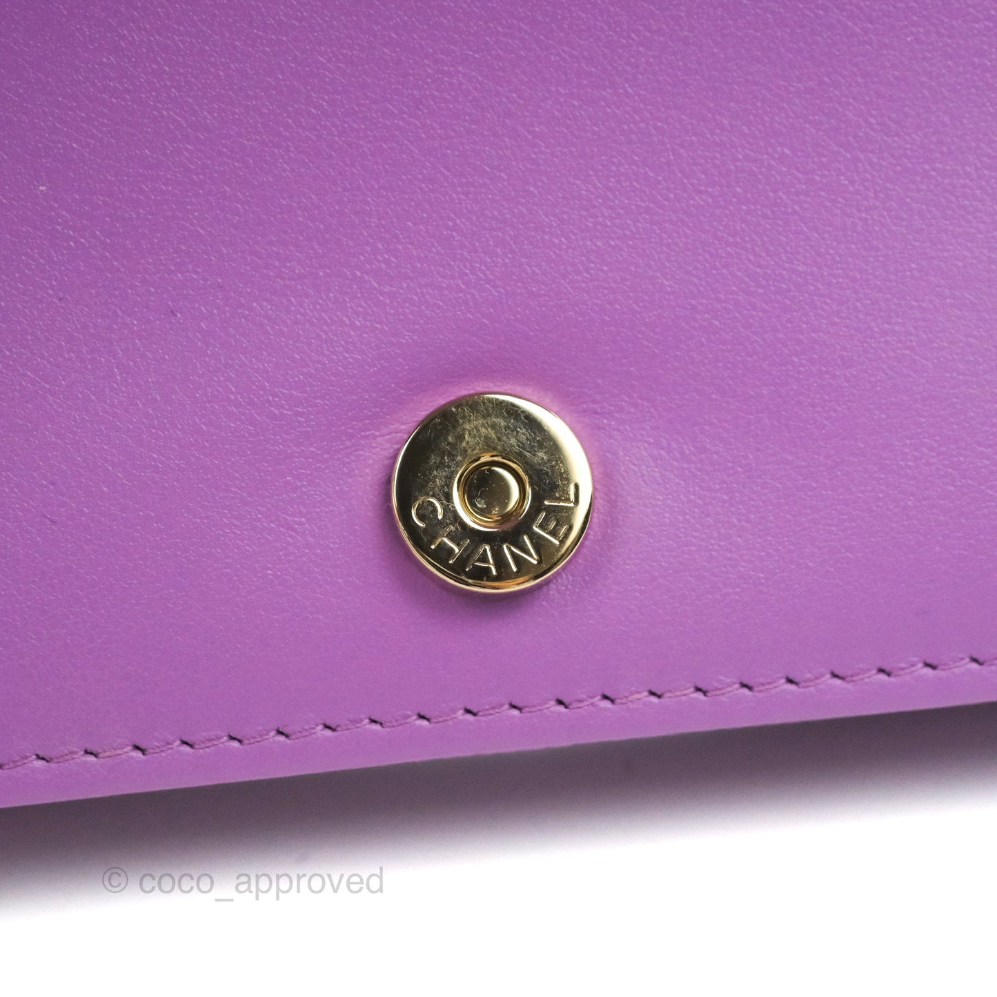 Chanel Quilted Boy Wallet on Chain WOC Purple Caviar Gold Hardware