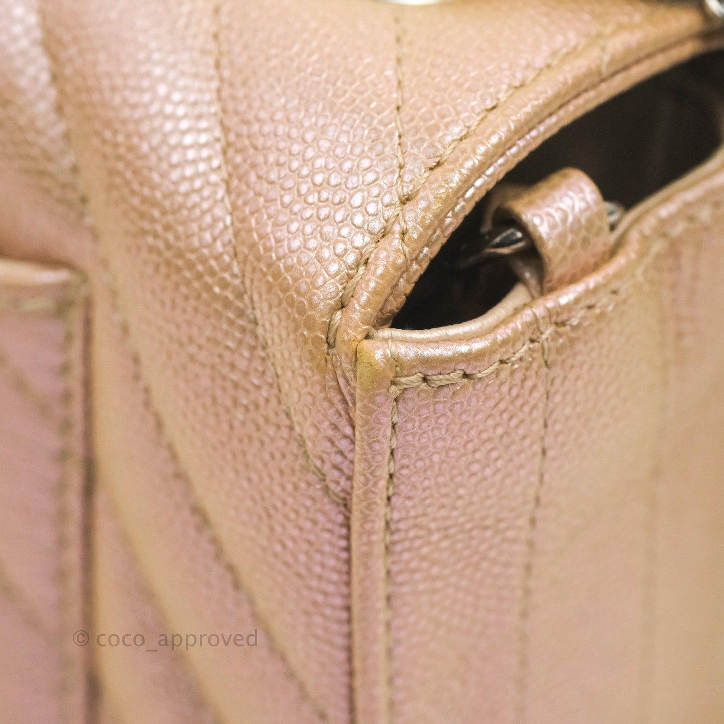 Chanel Quilted Mini Rectangular Flap Iridescent Pink Rose Gold Silver Hardware 17B