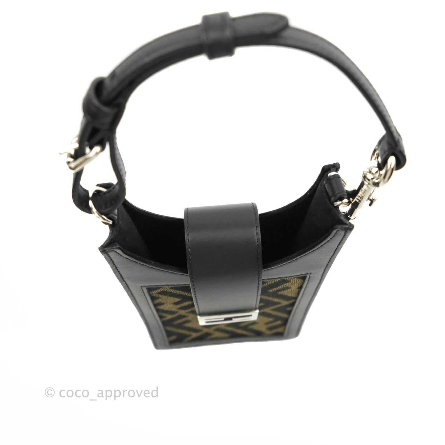 Fendi Baguette FF Brown Fabric Phone Bag