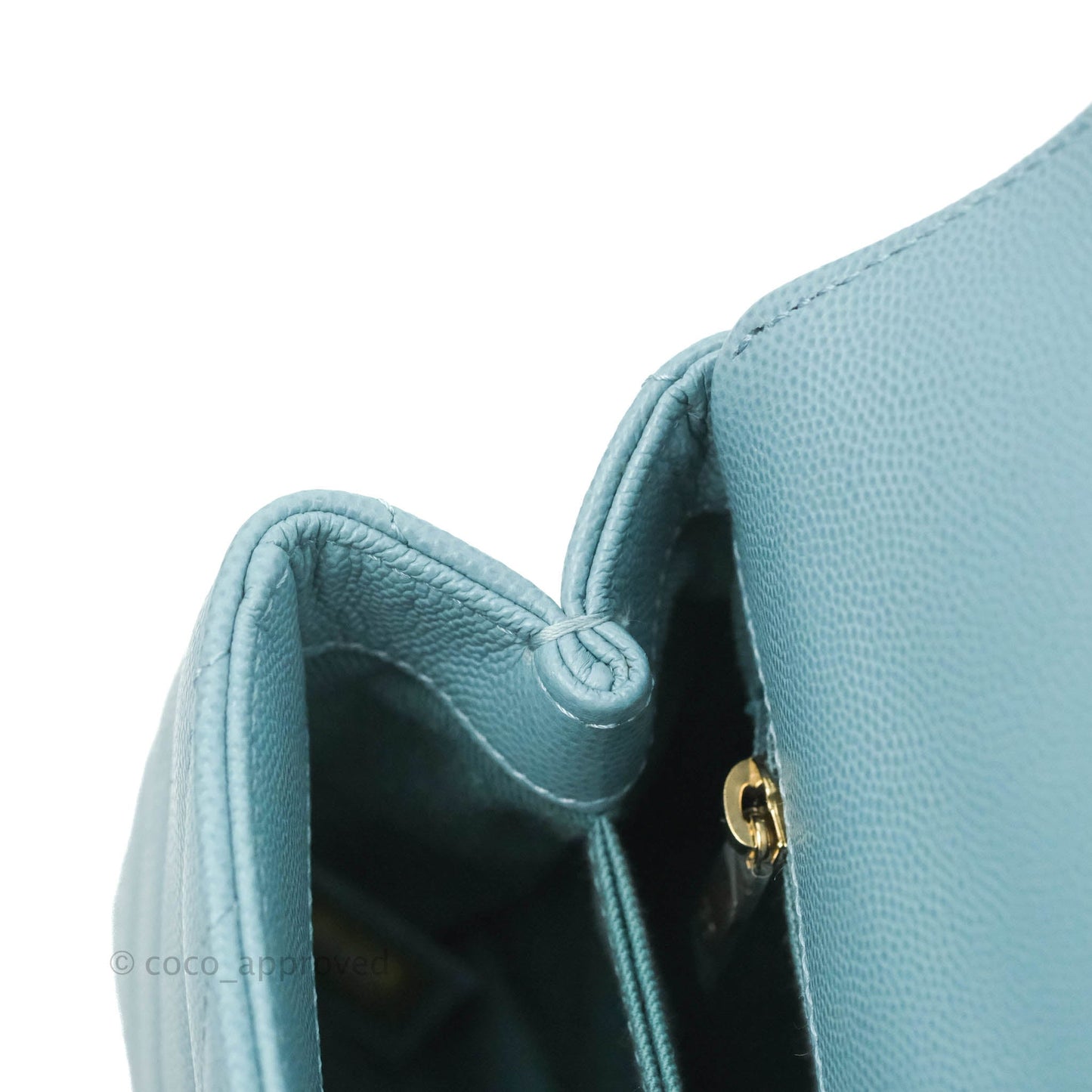 Chanel Small Coco Handle Chevron Blue Caviar Gold Hardware
