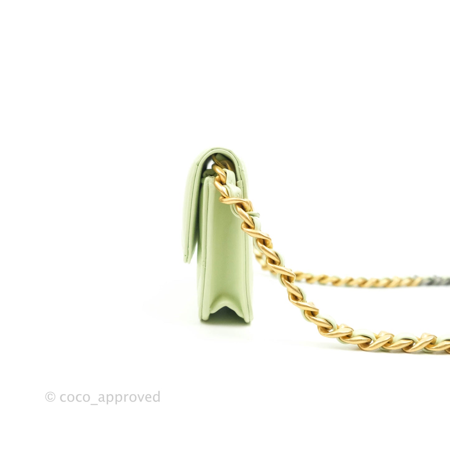 Chanel 19 Mini Clutch with Chain Light Green Lambskin Mixed Hardware 22C
