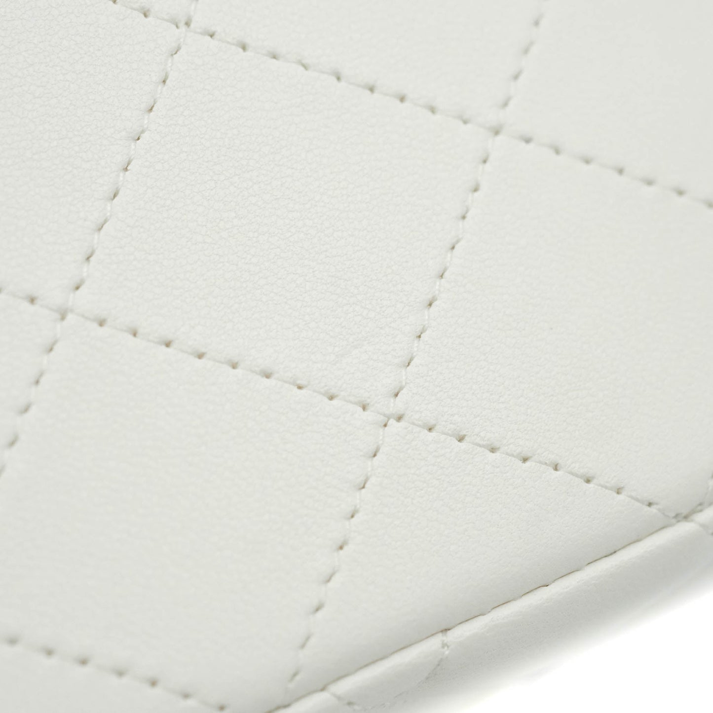 Chanel Quilted M/L Medium Double Flap White Lambskin Gold Hardware 21S