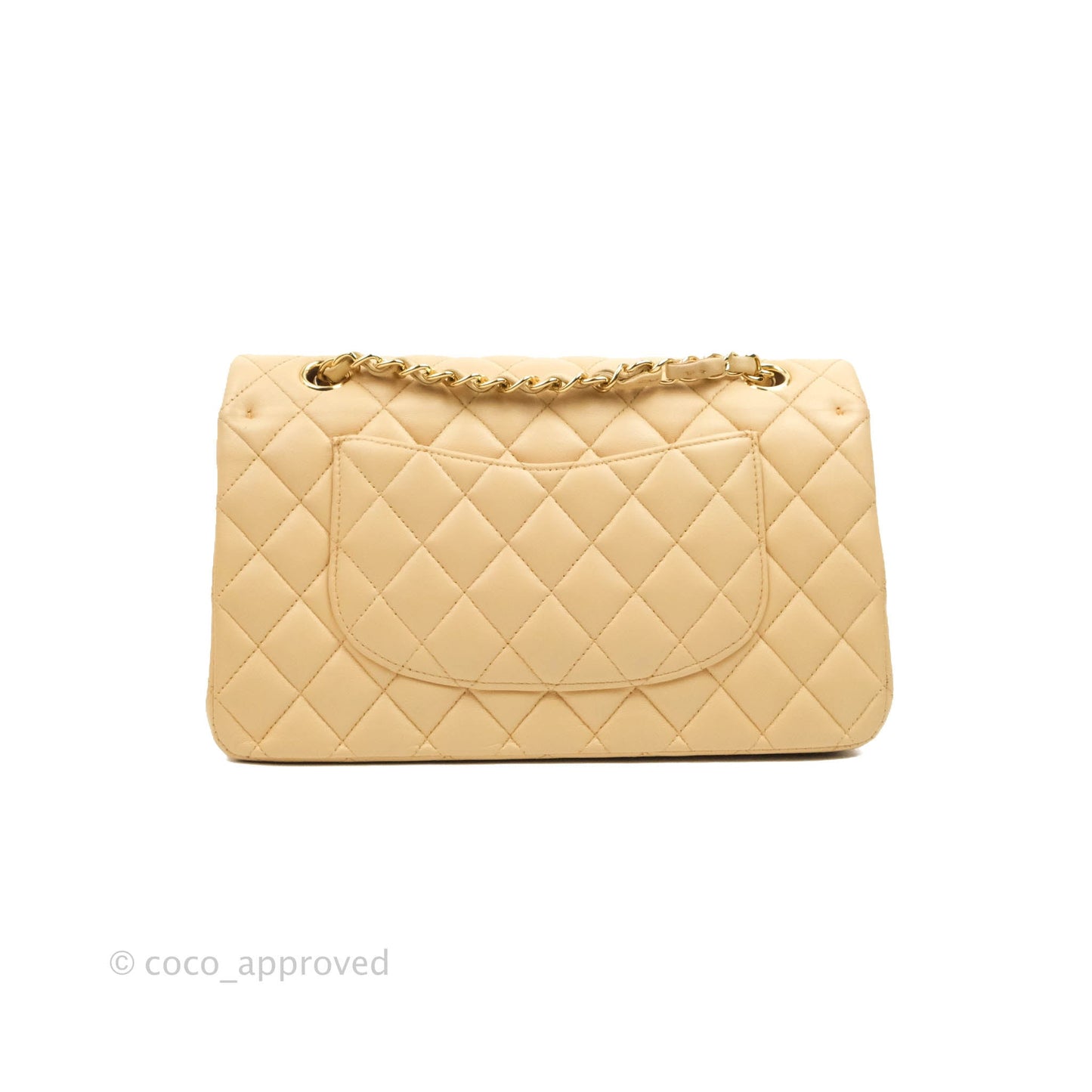 Chanel Classic M/L Medium Flap Quilted Beige Lambskin Gold Hardware