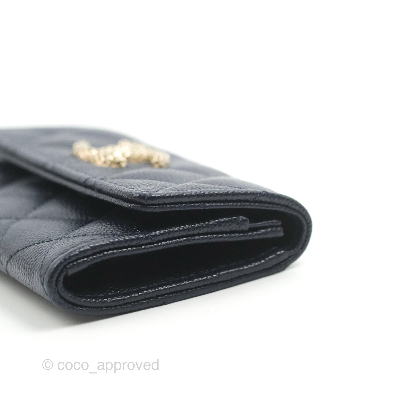 Chanel Quilted Flap Card Holder Navy Caviar