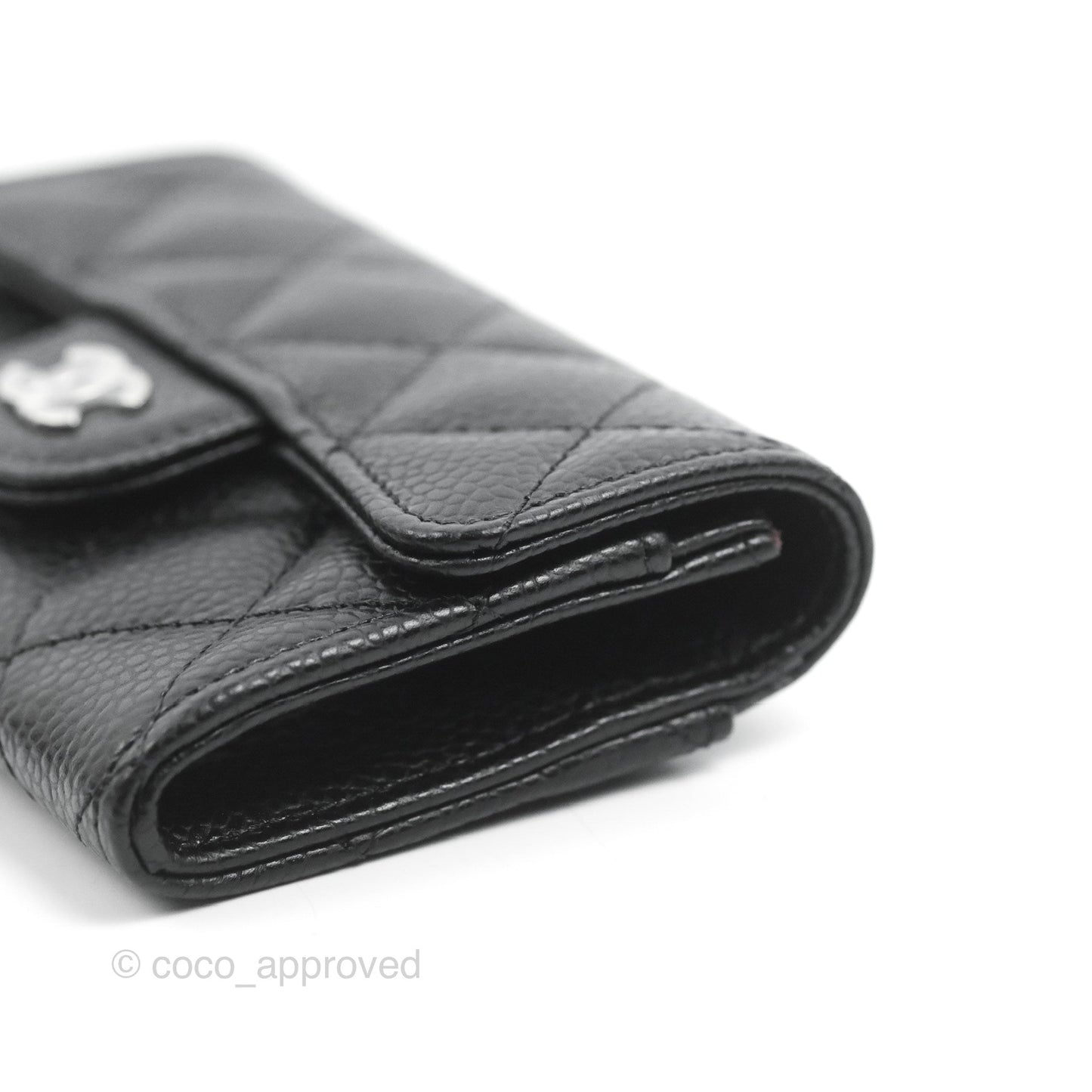 Chanel Classic Flap Card Holder Black Caviar Silver Hardware