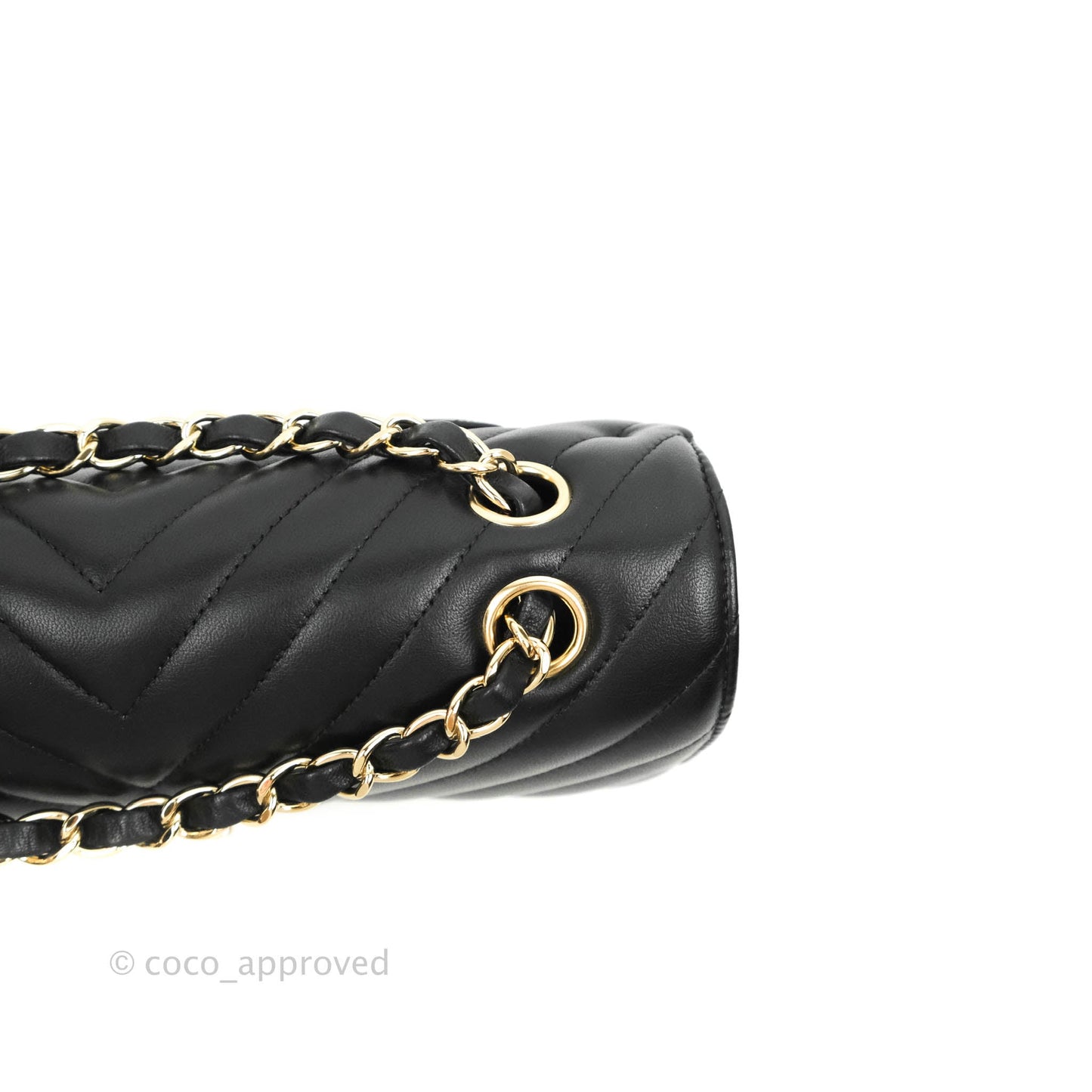 Chanel Classic Chevron S/M Small Double Flap Black Lambskin Gold Hardware