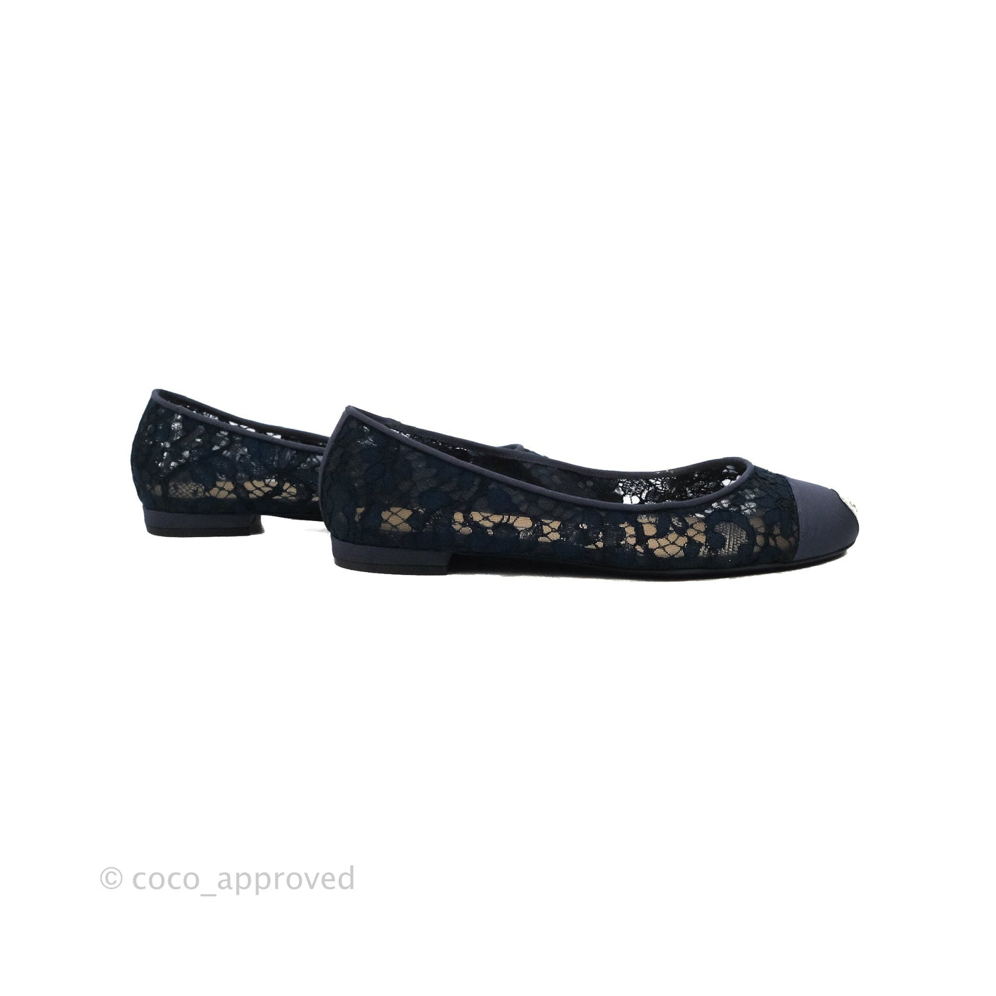 Chanel Lace Ballerina Flats Navy Size 38