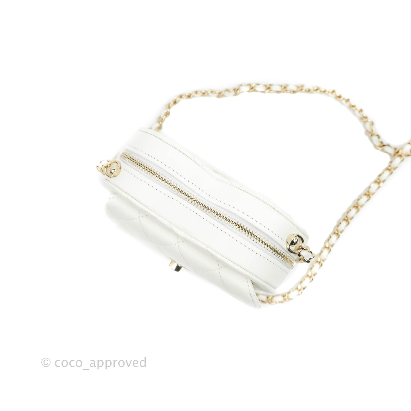 Chanel Small Heart Bag White Lambskin Gold Hardware 22S