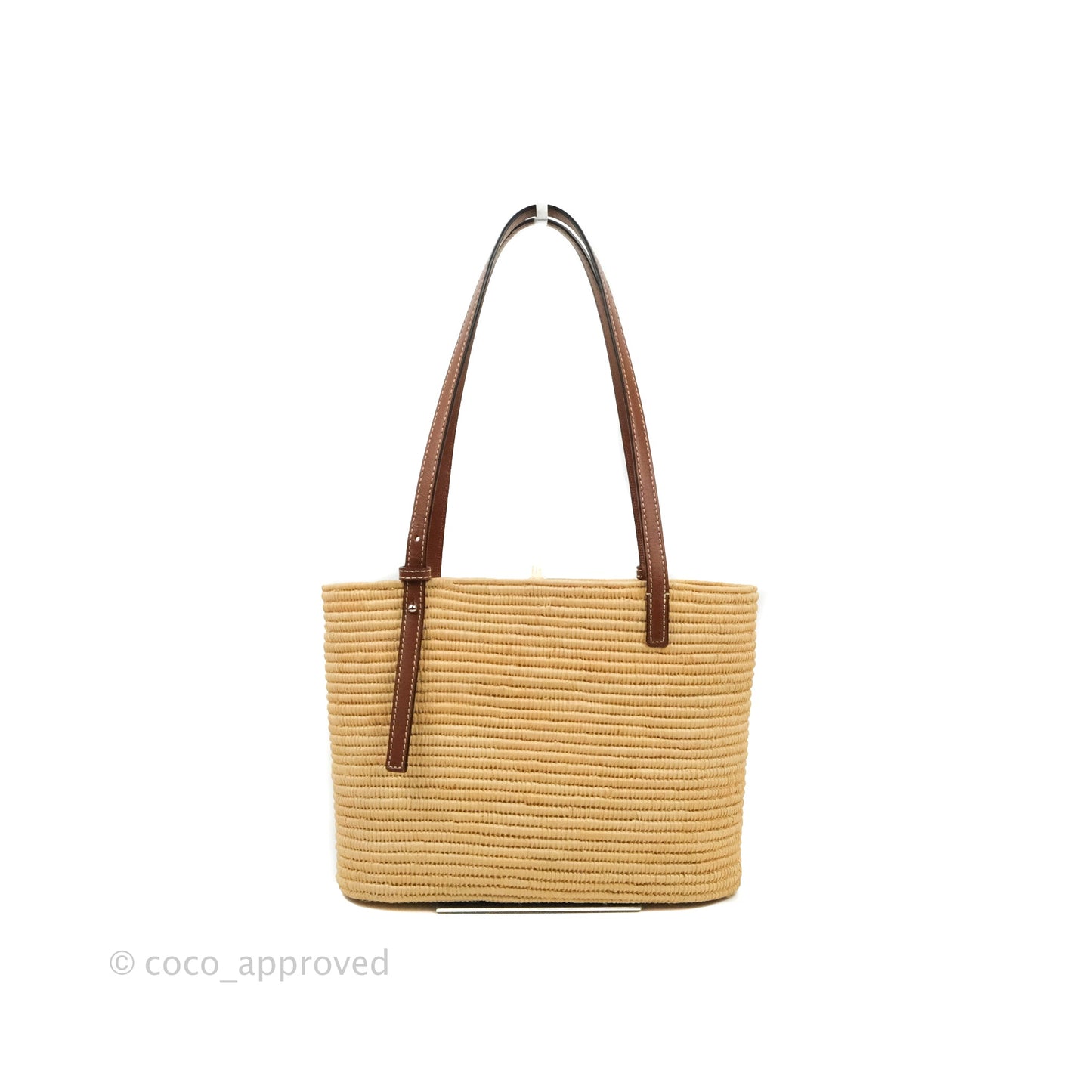 Loewe Small Square Basket Bag Raffia Calfskin Natural/Pecan