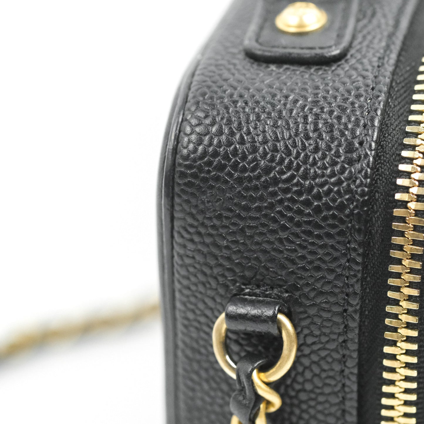 Chanel Quilted Small CC Filigree Vanity Case Black Caviar
