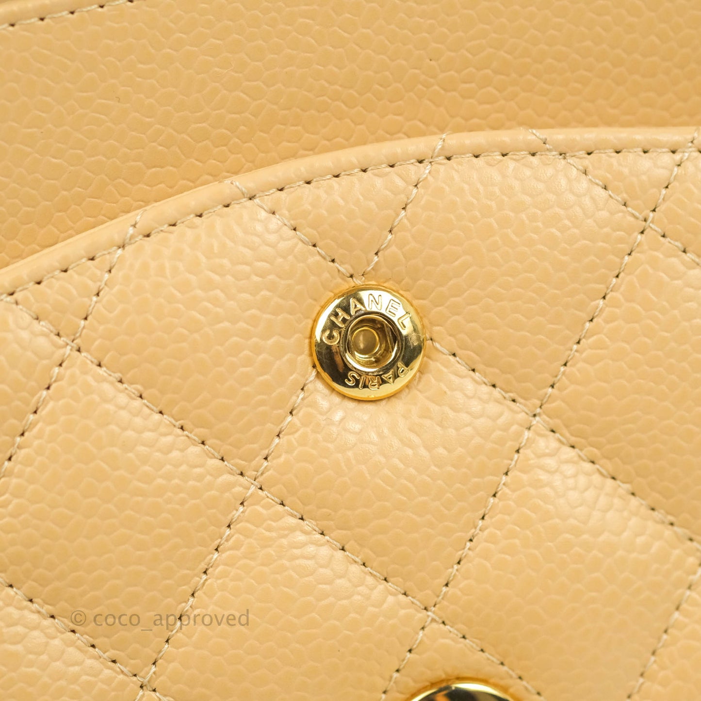 Chanel Classic M/L Medium Flap Quilted Beige Caviar Gold Hardware