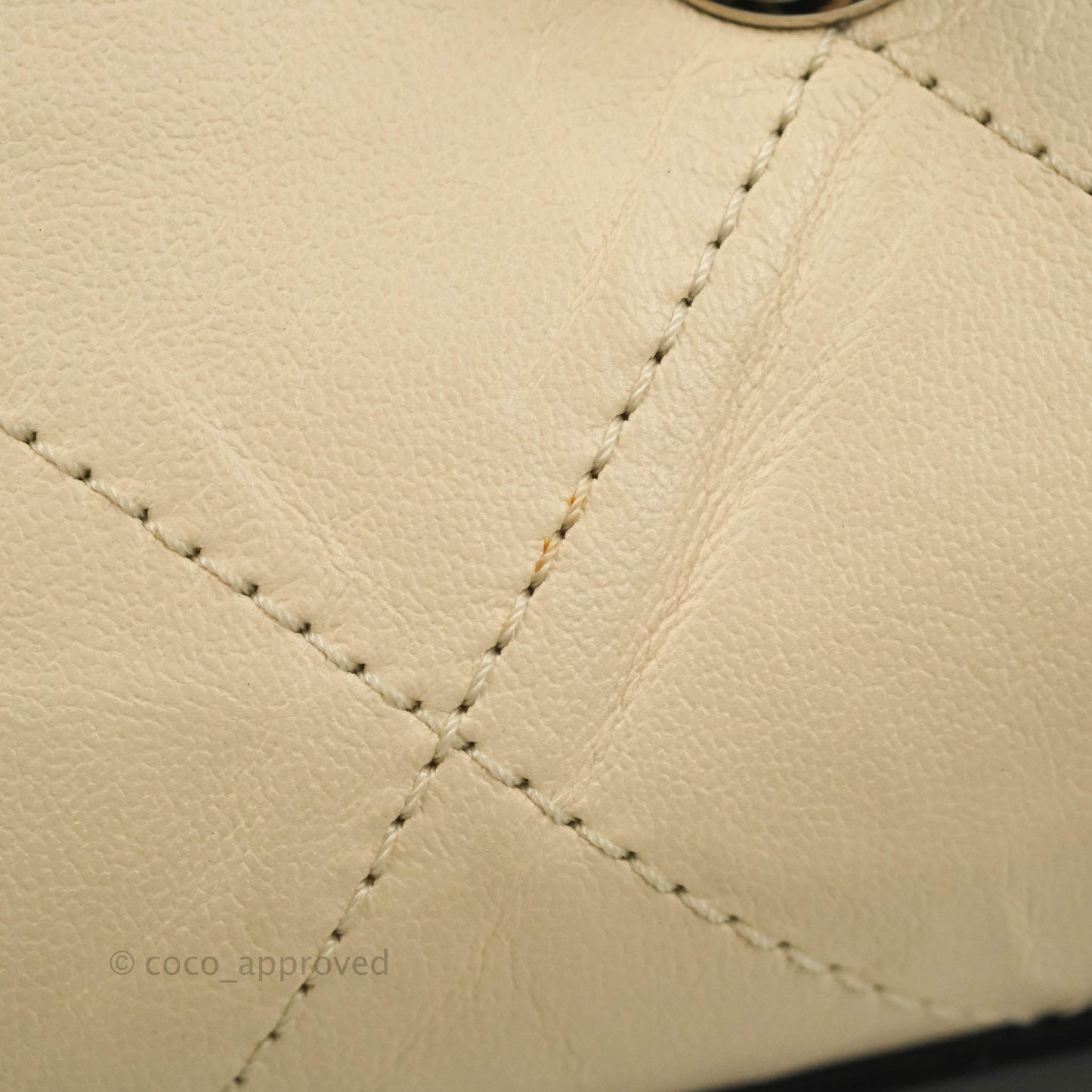 Chanel Flat Quilted Flap Bag Light Beige Grosgrain Ribbon Crumpled Calfskin Silver Hardware 18S