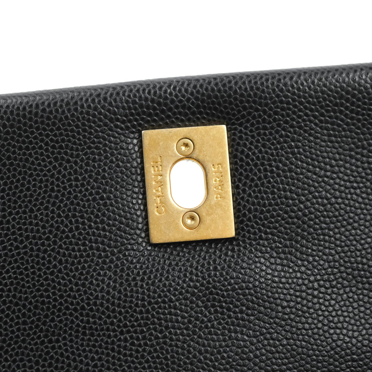 Chanel Small Coco Handle Quilted Black Caviar Aged Gold Hardware Lizard Handle