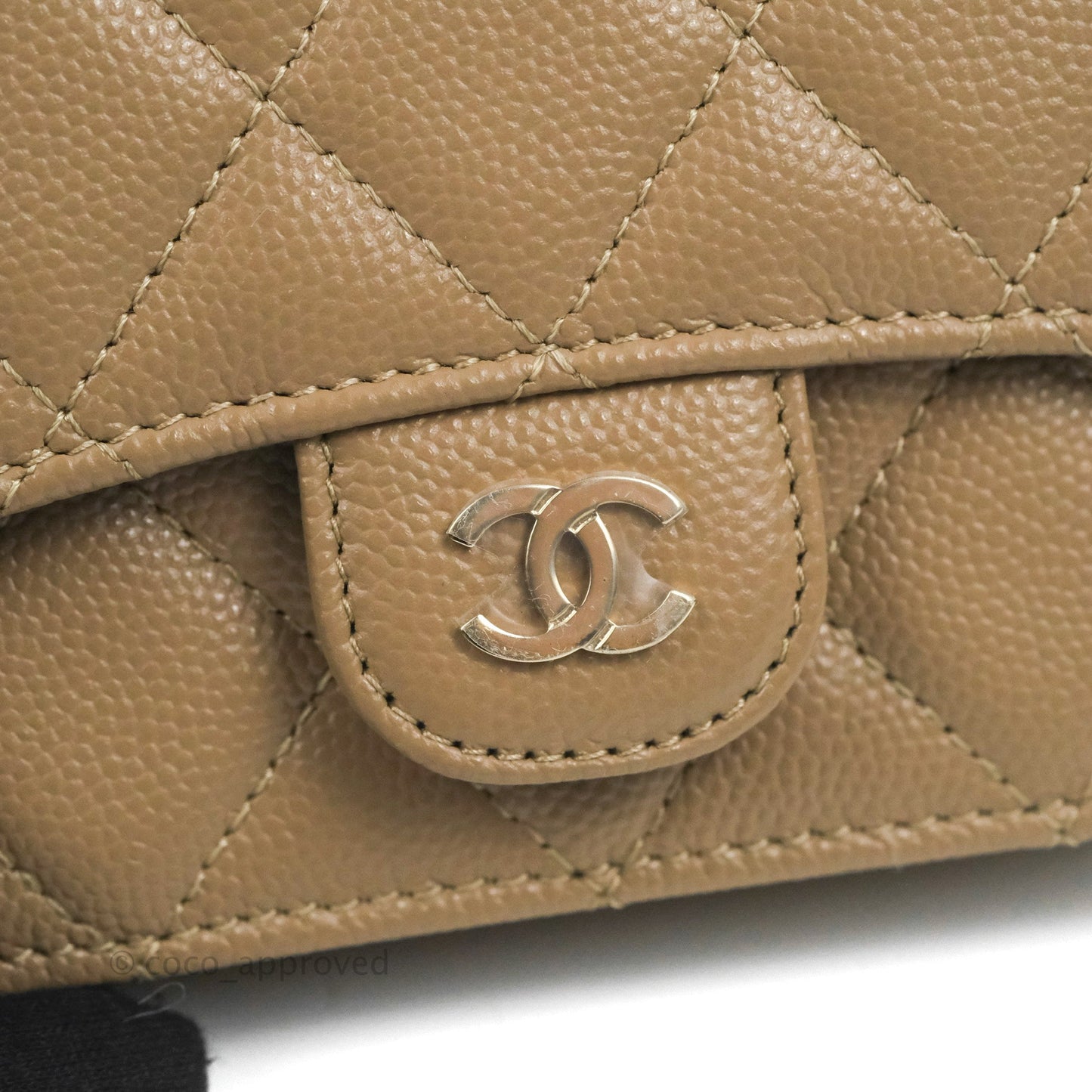 Chanel Mini Clutch With Chain Dark Beige Caviar Gold Hardware