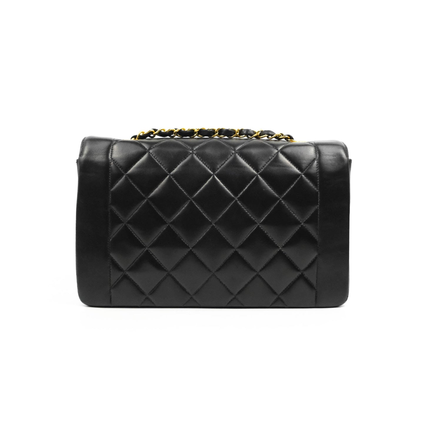 Chanel Vintage Quilted Medium Classic Diana Flap Bag Black Lambskin 24K Gold Hardware