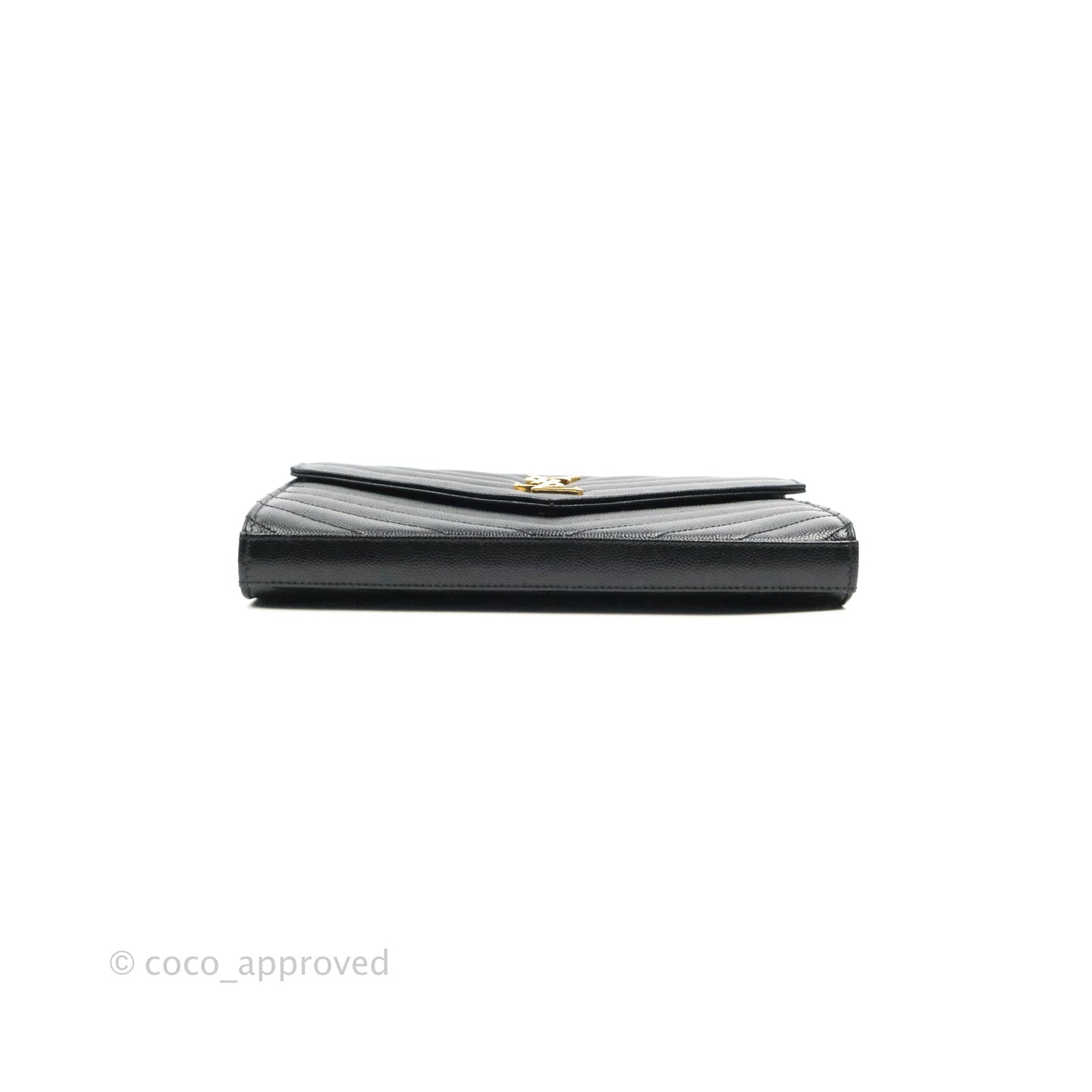 Saint Laurent Wallet on Chain Large Black Grained Leather Gold Hardware