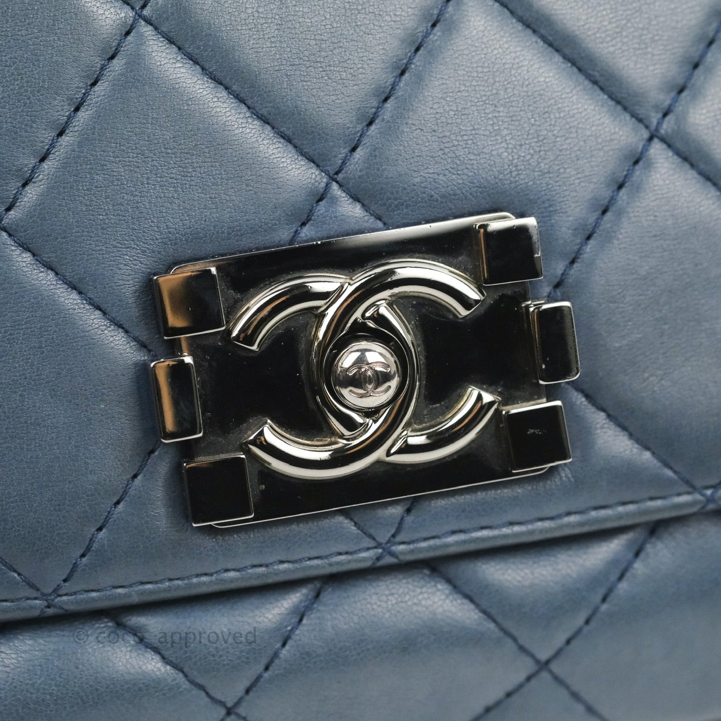 Chanel Boy Clutch With Chain Lambskin Dark Silver Hardware