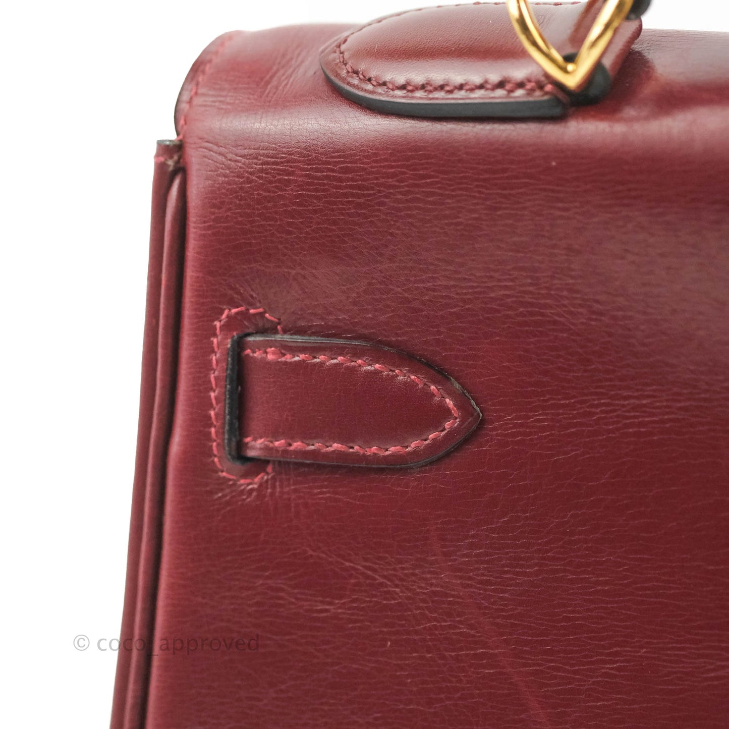 Hermès Vintage Kelly Retourne 32 Dark Red Gold Hardware
