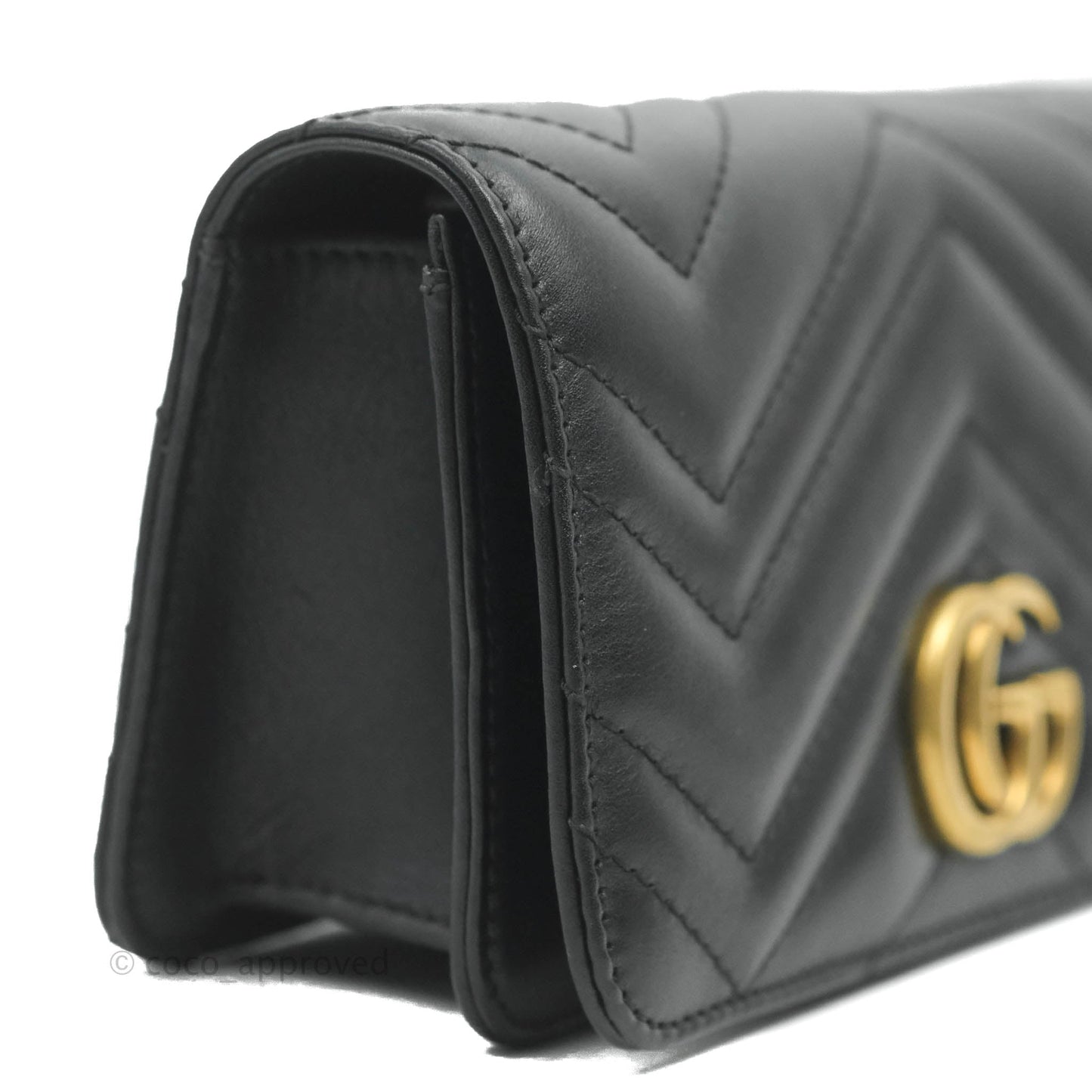 Gucci Matelasse GG Marmont Mini Chain Flap Bag Black Calfskin Gold Hardware