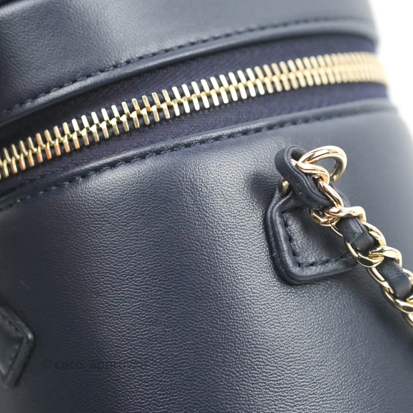 Chanel CC Mania Vanity Case Navy Lambskin Gold Hardware