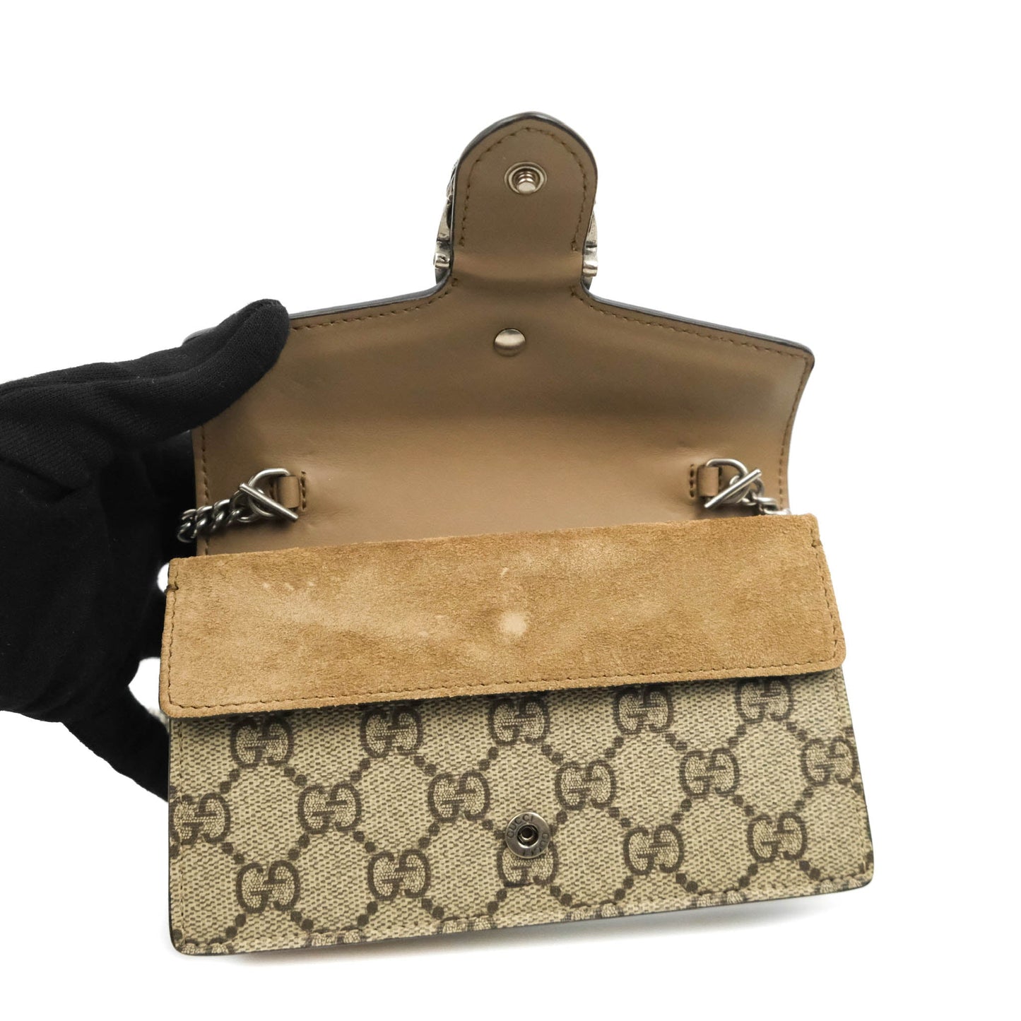 Gucci Dionysus GG Supreme Super Mini Crossbody Bag Ruthenium Hardware