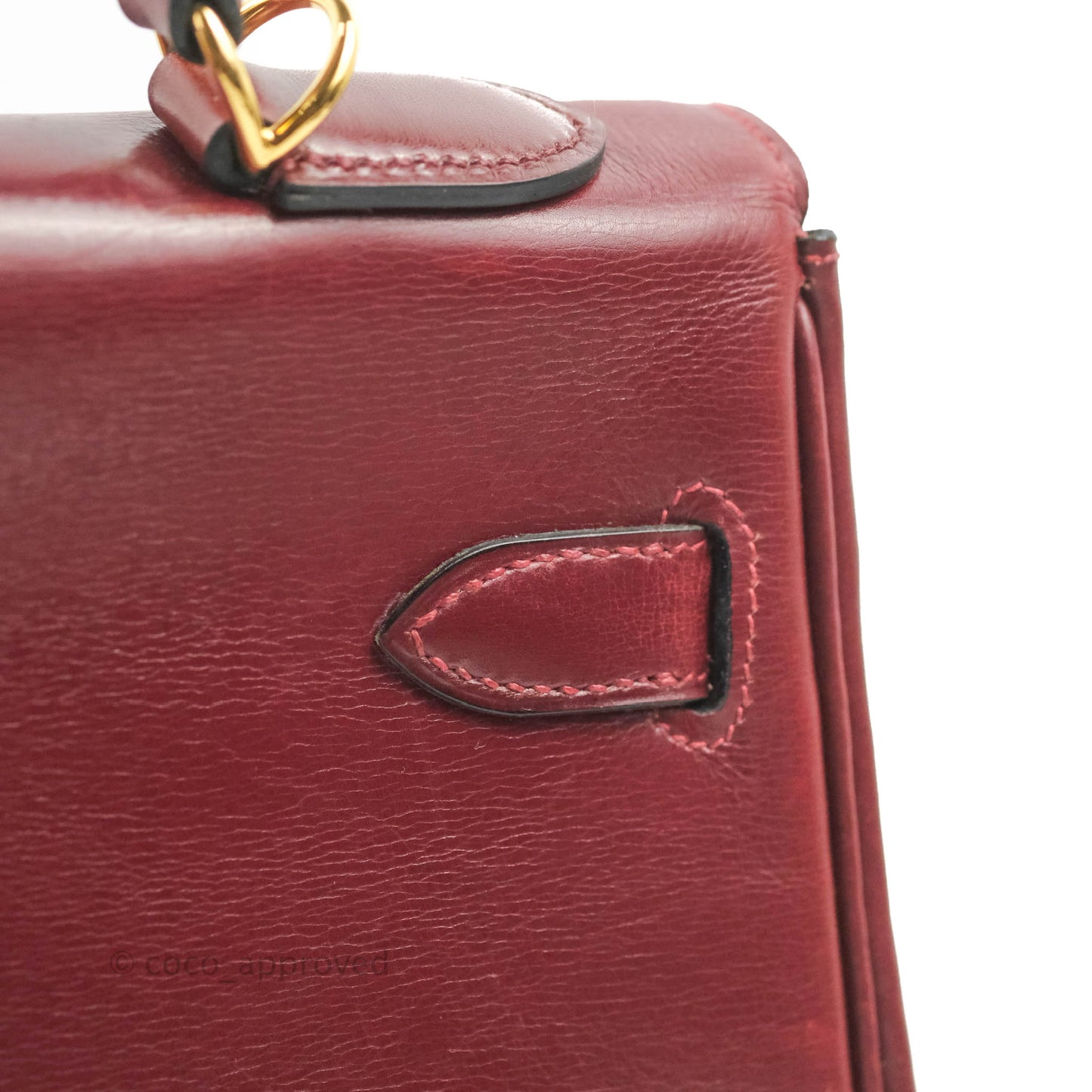 Hermès Vintage Kelly Retourne 32 Dark Red Gold Hardware