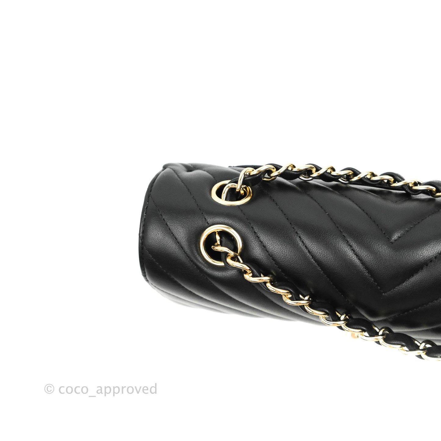 Chanel Classic Chevron S/M Small Double Flap Black Lambskin Gold Hardware