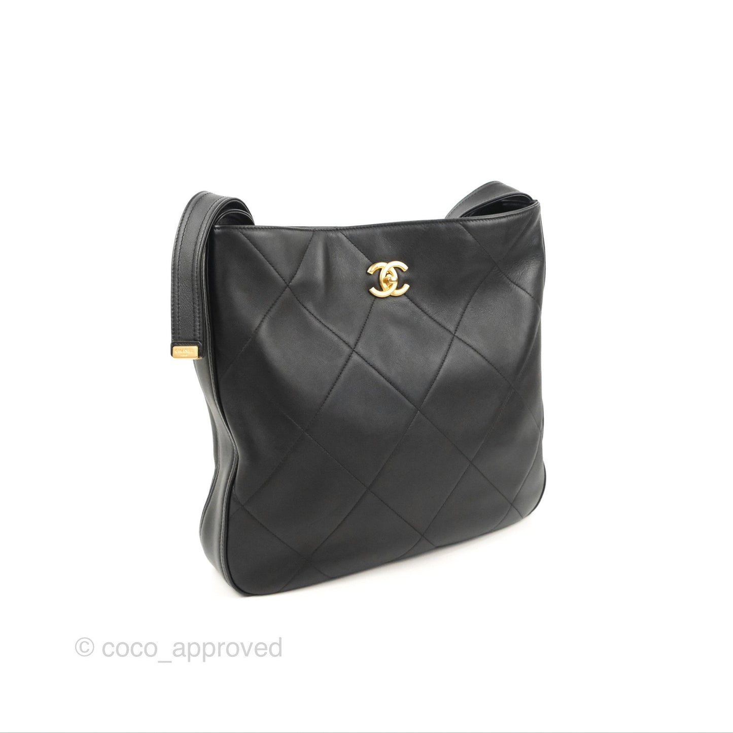 Chanel Large Stitched Easy Mood Hobo Black Calfskin