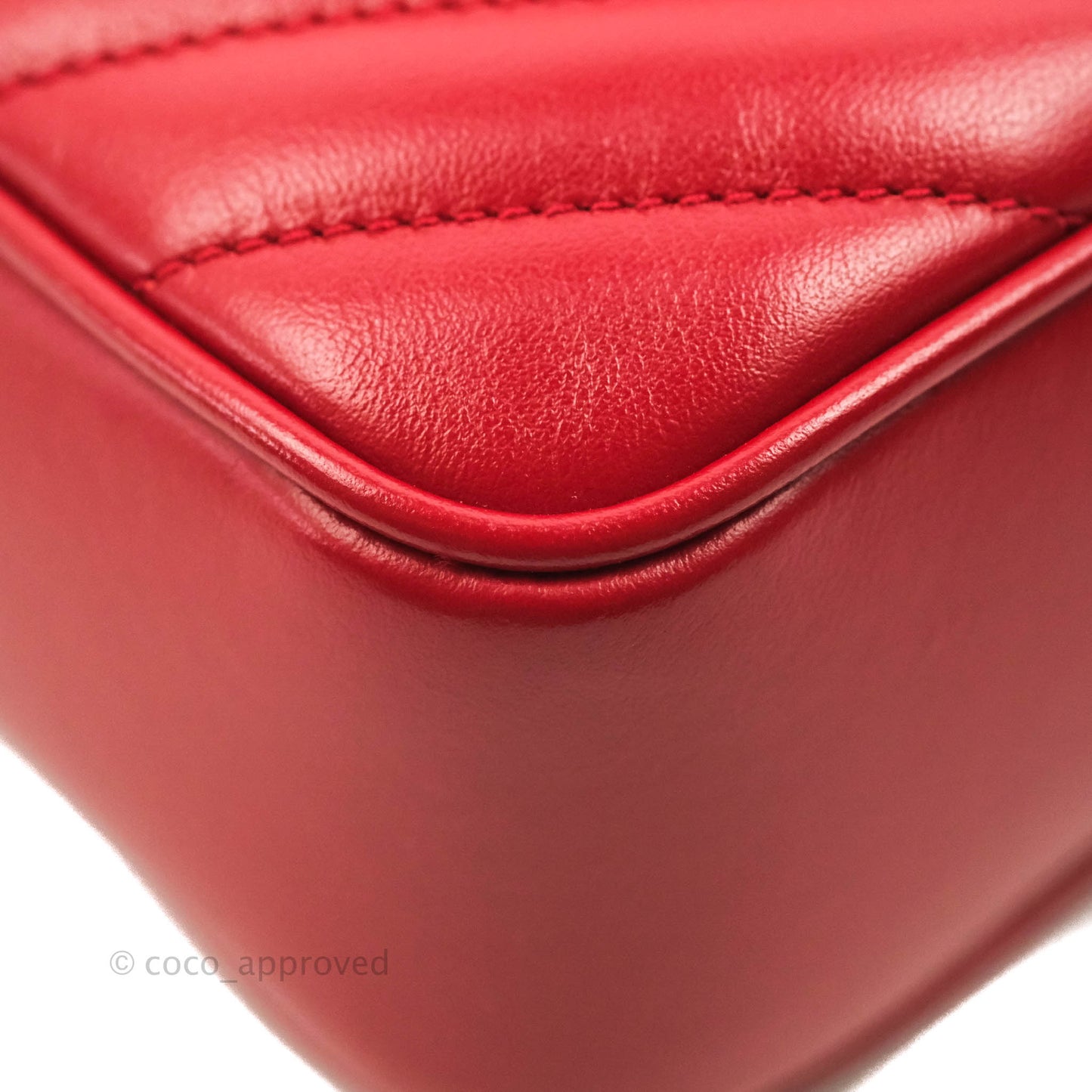 Saint Laurent Lou Quilted Camera Bag Red Calfskin Gold Hardware