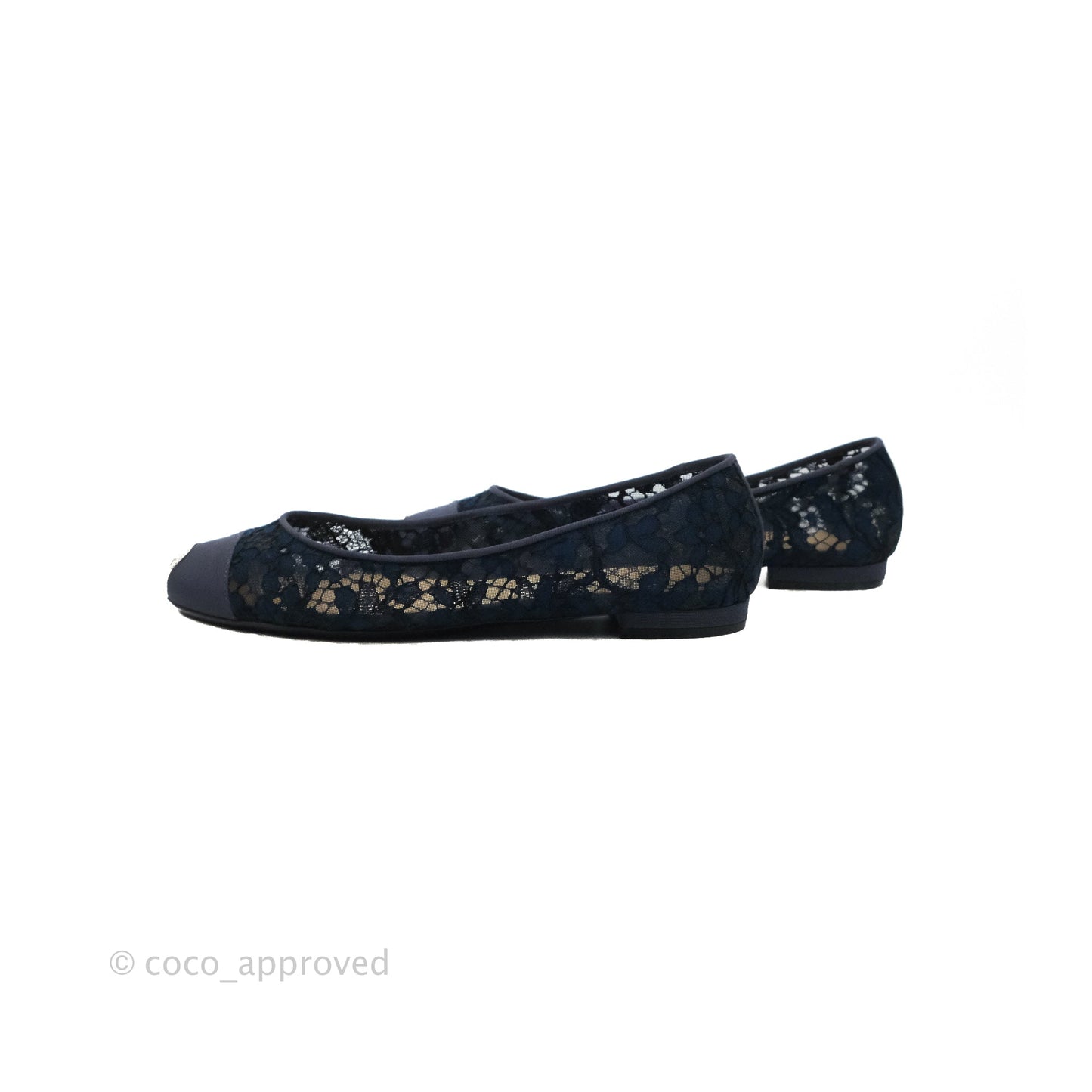 Chanel Lace Ballerina Flats Navy Size 38