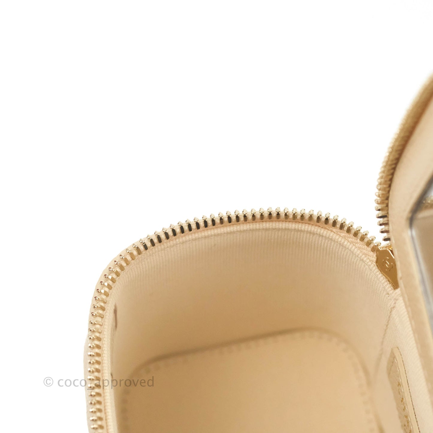 Chanel Classic Mini Vanity With CC Chain Light Beige Caviar Gold Hardware