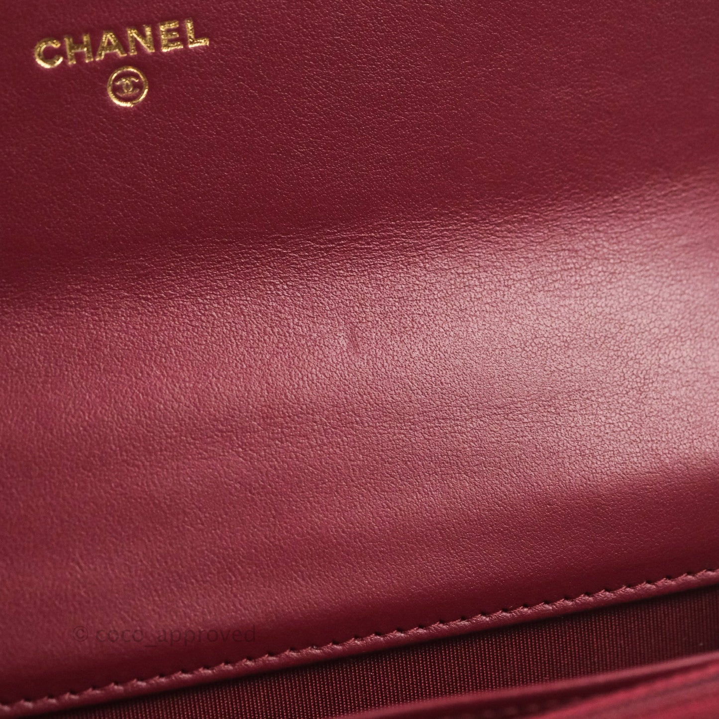 Chanel Quilted Perfect Fit Adjustable Wallet On Chain WOC Burgundy Calfskin Aged Gold Hardware
