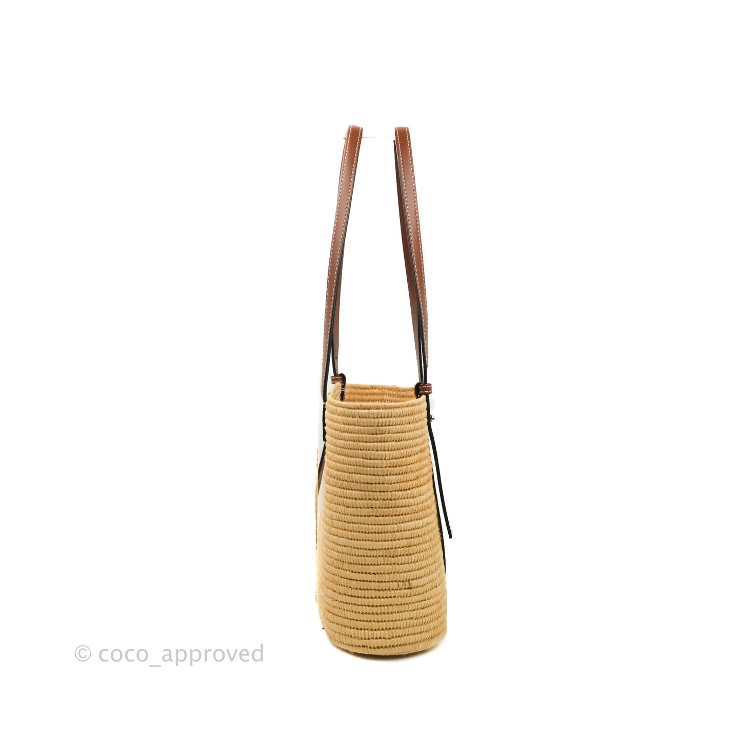 Loewe Small Square Basket Bag Raffia Calfskin Natural/Pecan