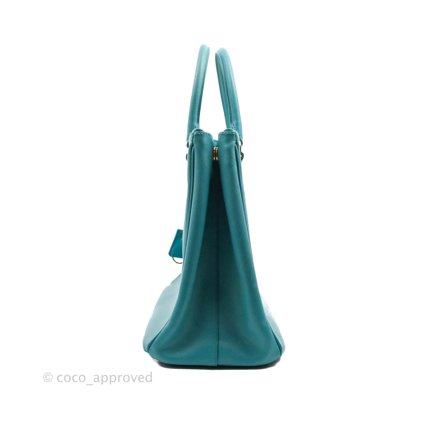 Prada Double Zip Lux Saffiano Tiffany Blue Large Tote Bag
