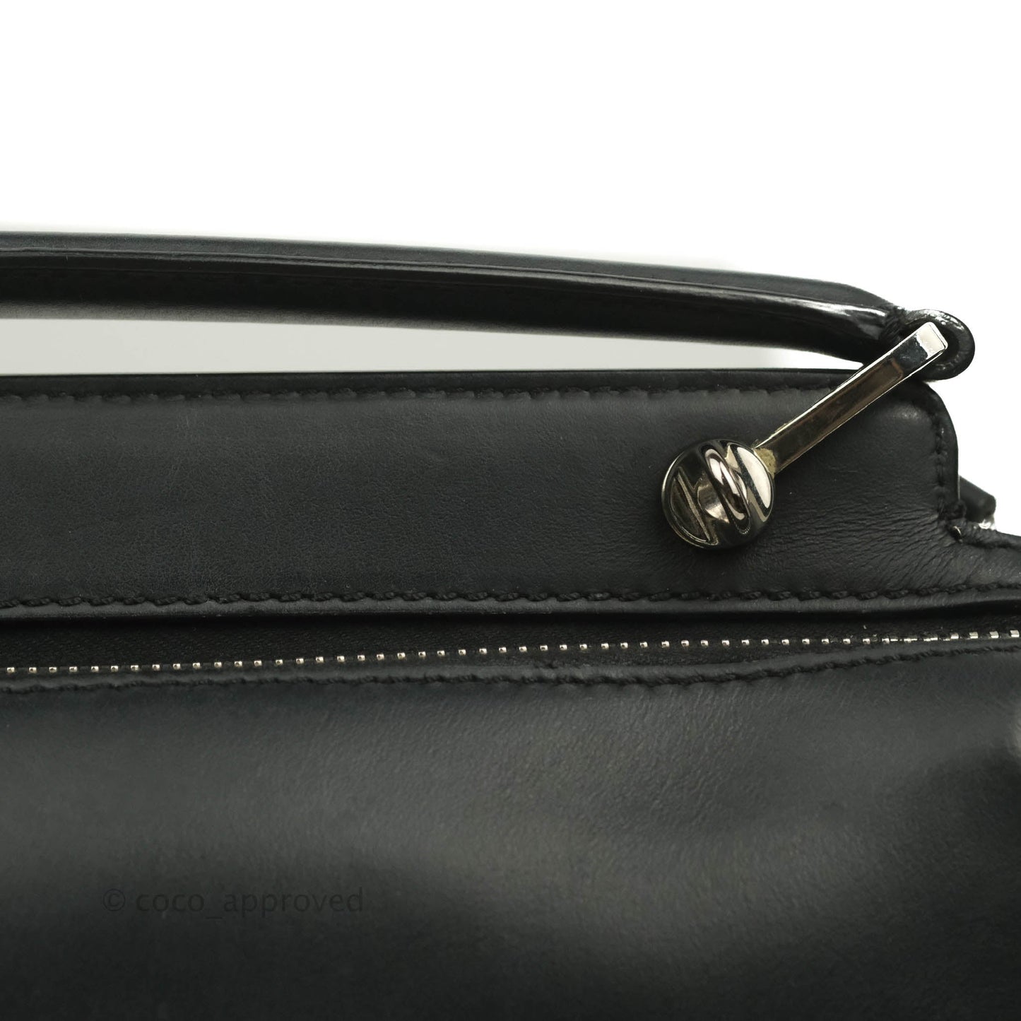Fendi DotCom Satchel Bag Black Royal Blue Calfskin