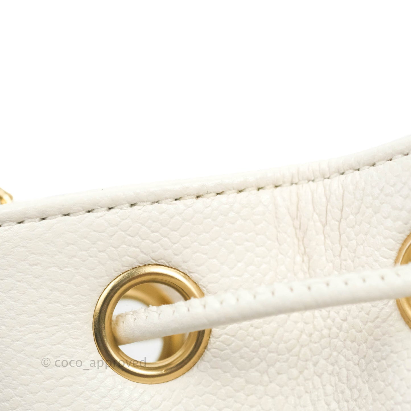 Chanel Business Affinity Drawstring Bucket Bag White Caviar Gold Hardware