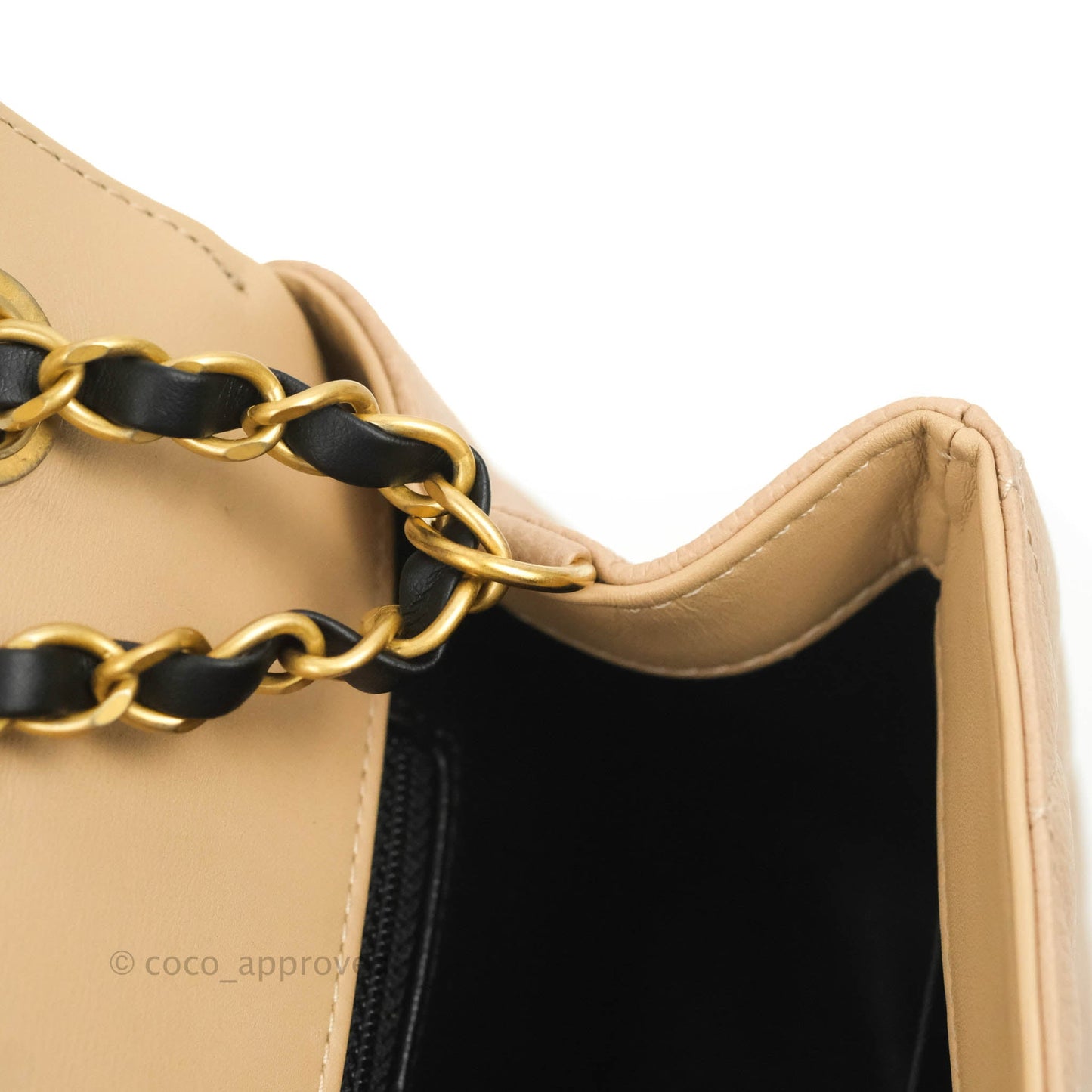 Chanel Quilted Medium CC Filigree Flap Beige Black Caviar