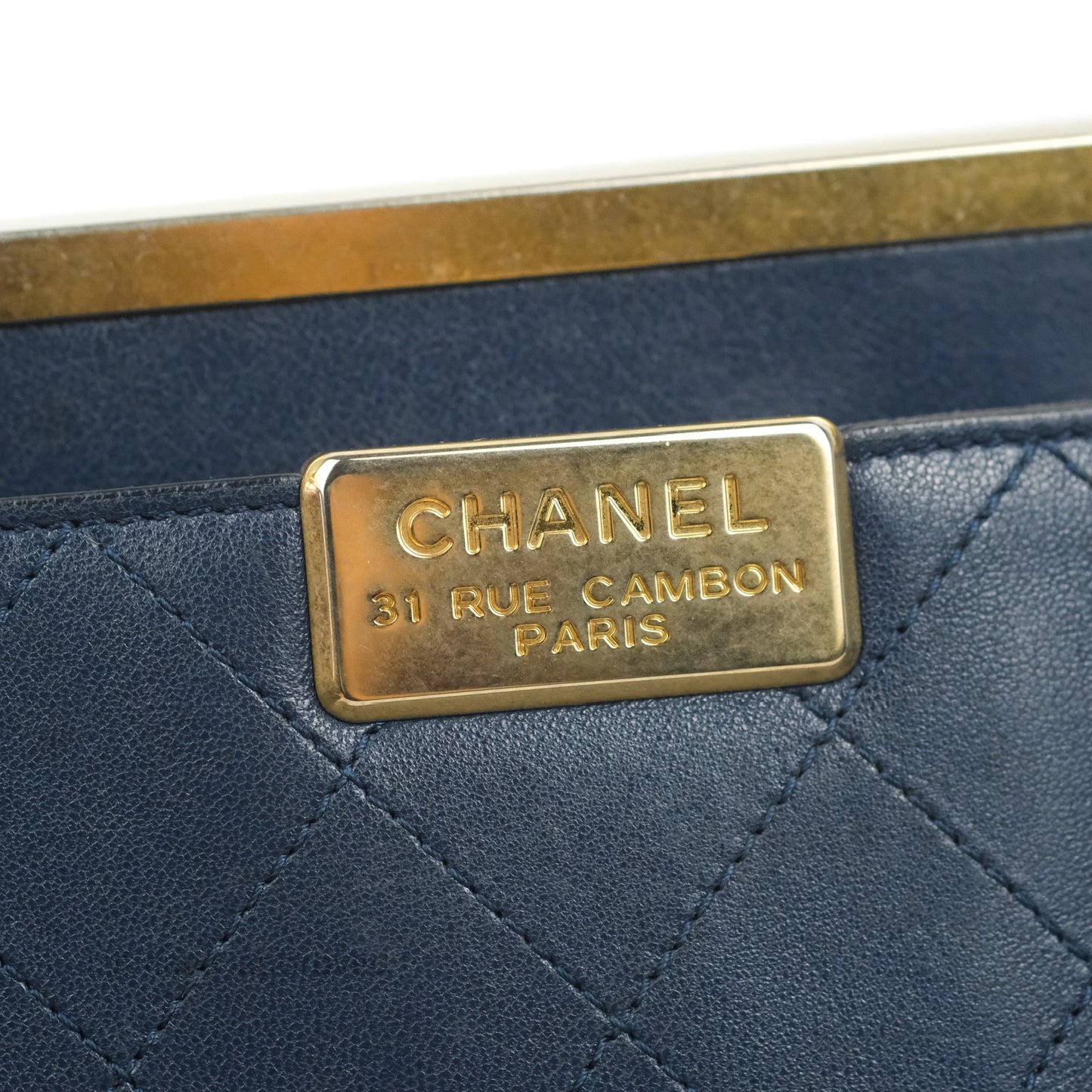 Chanel Flat Quilted Coco Luxe Large Shopping Bag Navy Aged Gold Hardware 18P