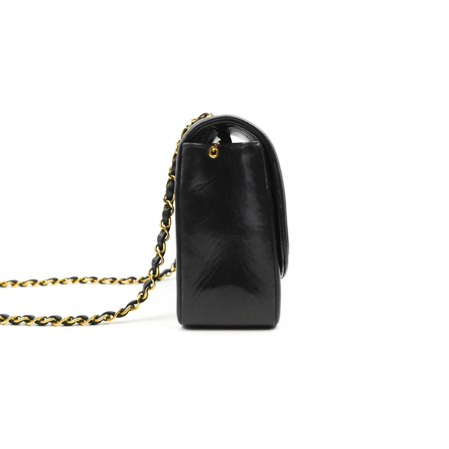 Chanel Vintage Quilted Medium Classic Diana Flap Bag Black Lambskin 24K Gold Hardware