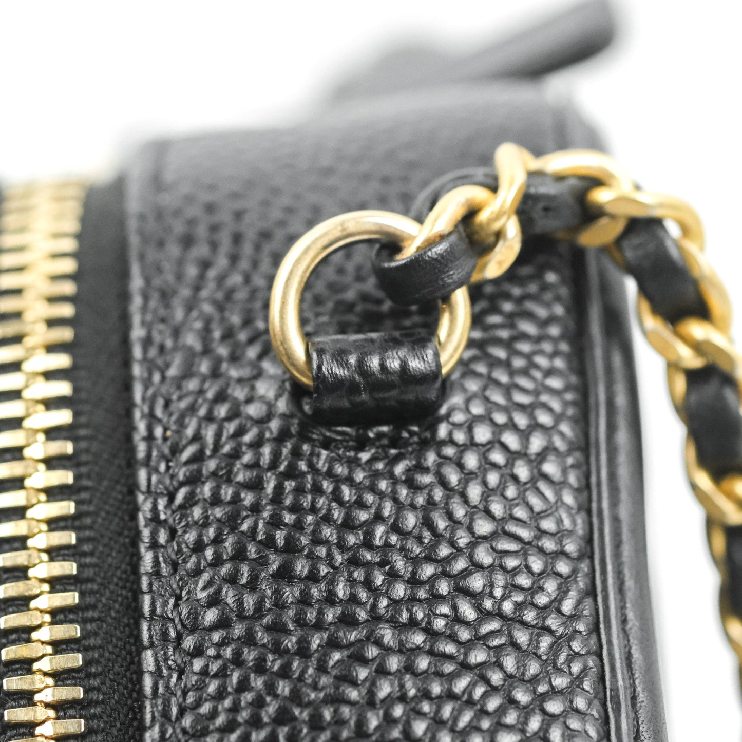 Chanel Quilted Small CC Filigree Vanity Case Black Caviar