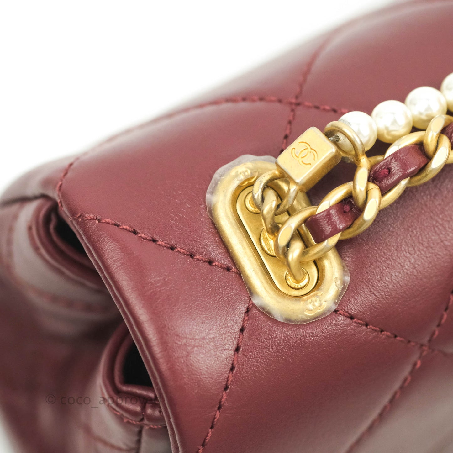 Chanel Quilted Small Crystal Pearls Flap Burgundy Calfskin Gold Hardware 20K