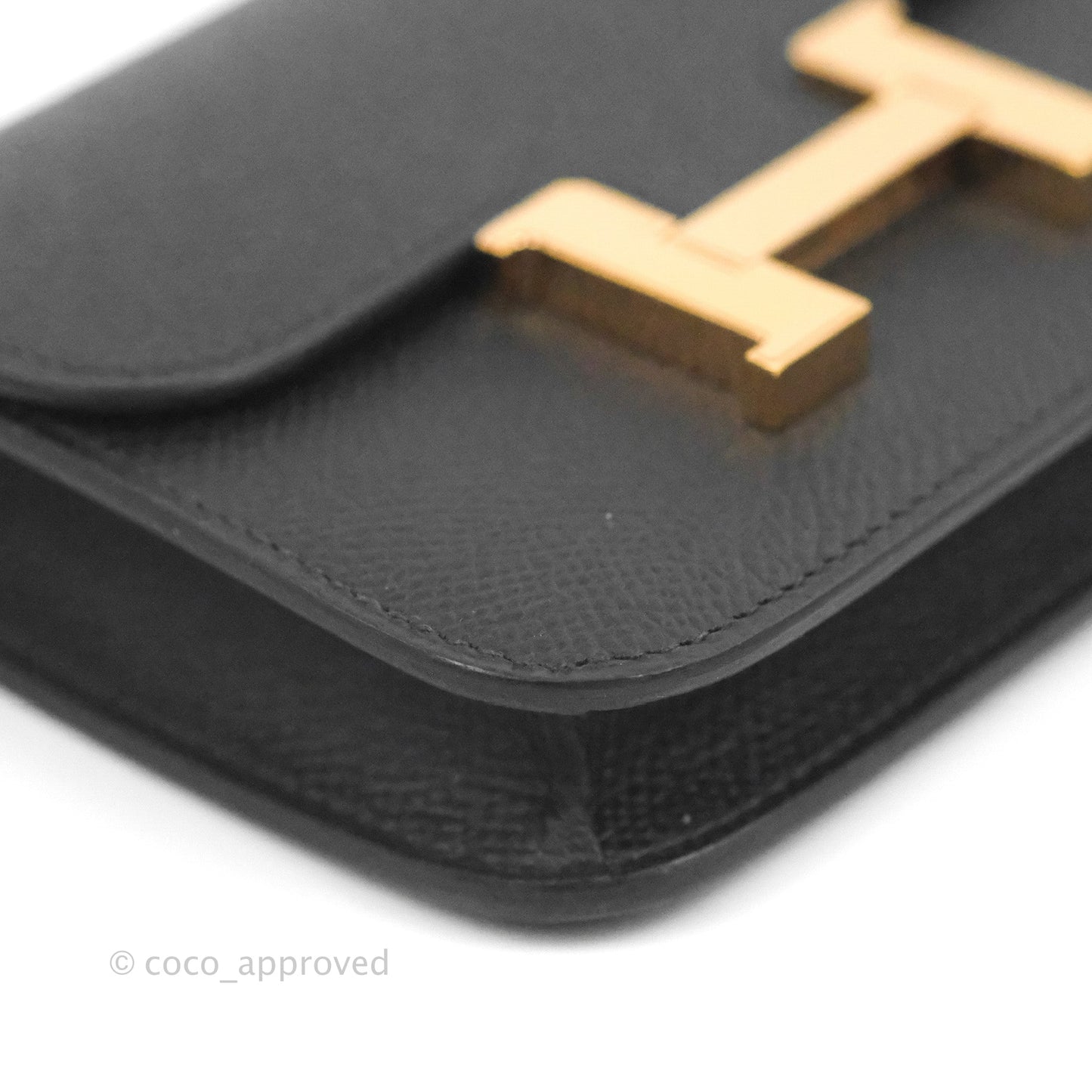 Hermès Constance Slim Wallet Black Epsom Rose Gold Hardware