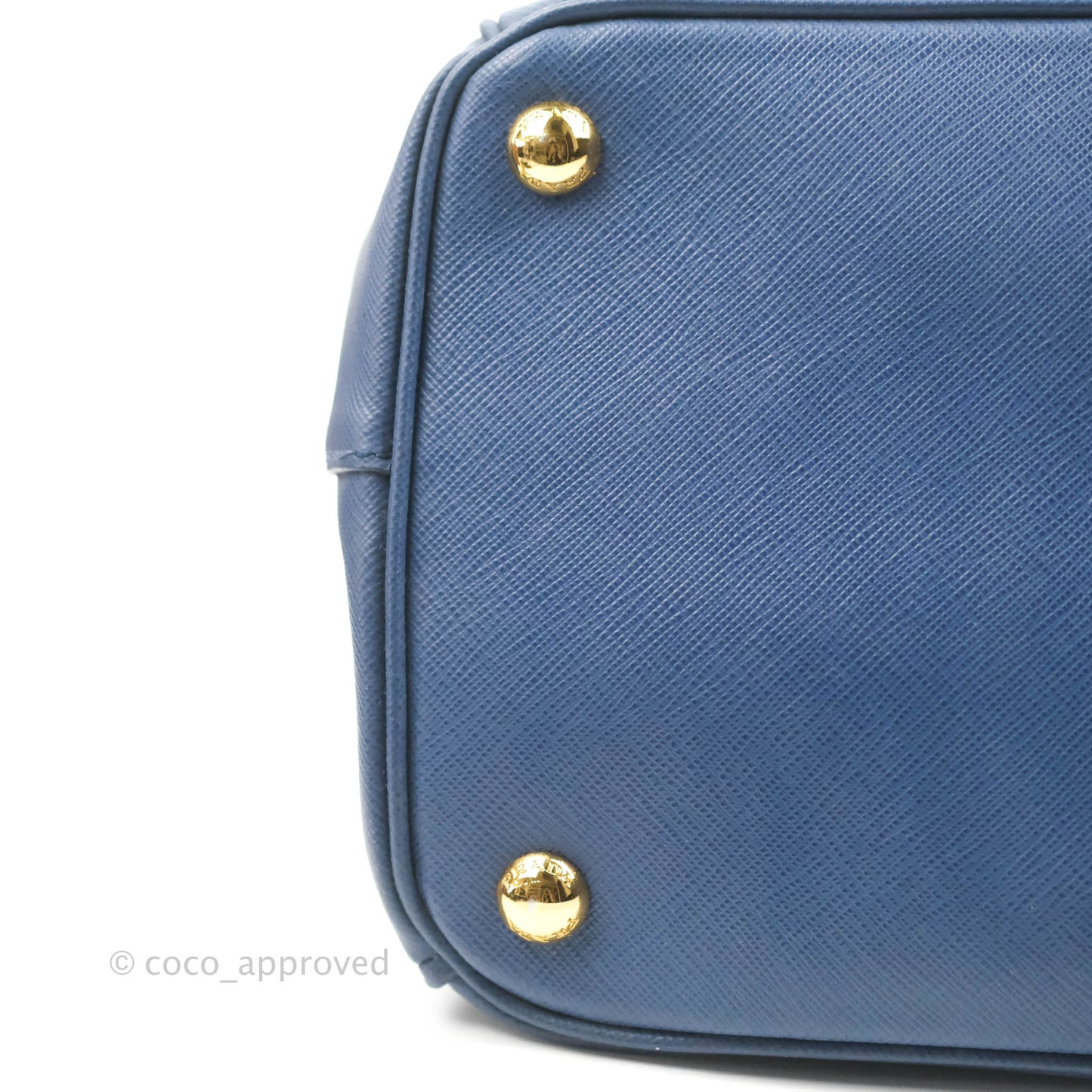 Prada Double Zip Lux Saffiano Dark Blue Large Tote Bag