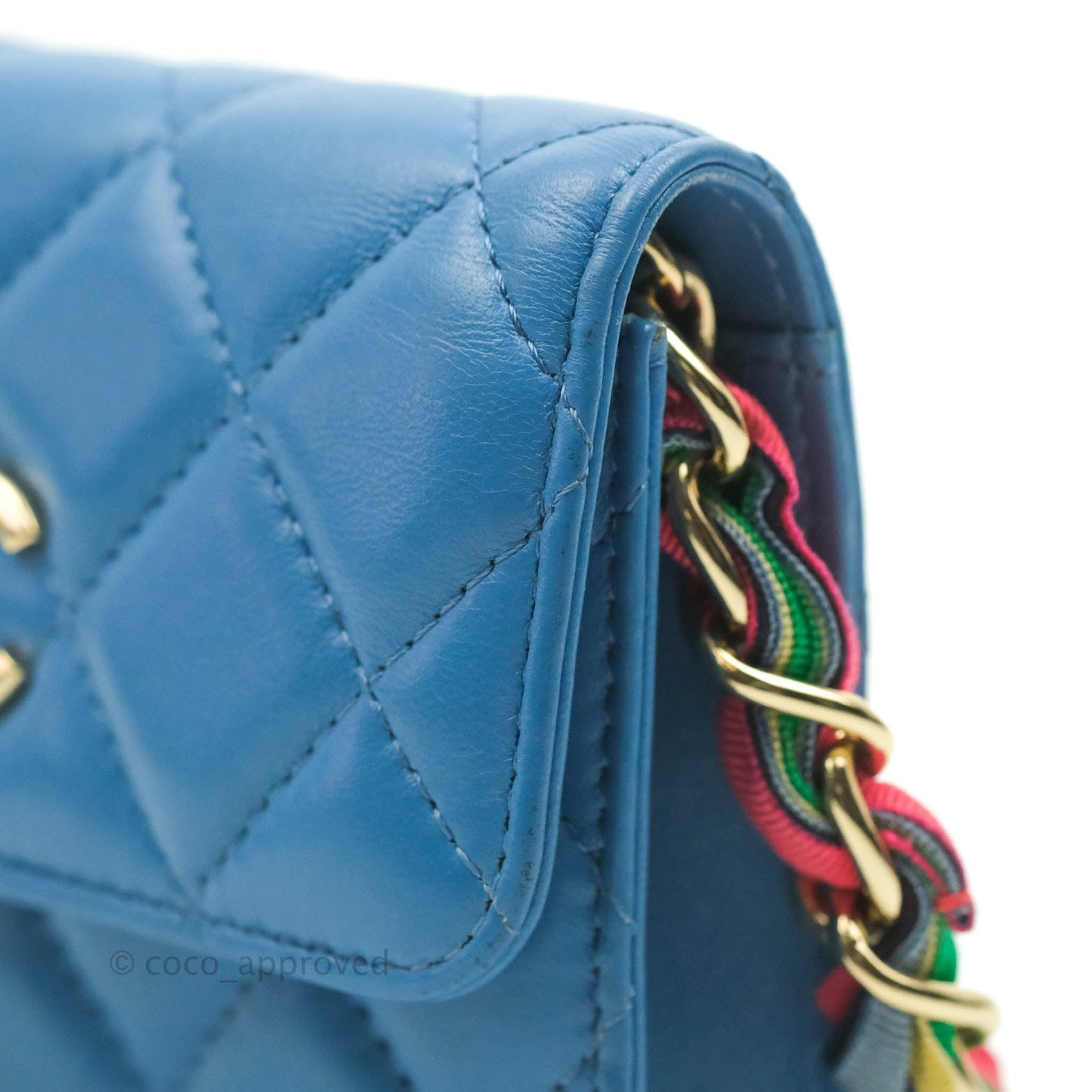 Chanel Ribbon Belt Bag Blue Lambskin Gold Hardware