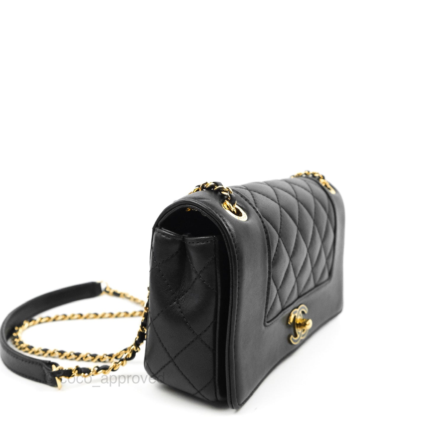 Chanel Small Vintage Mademoiselle Flap Black Sheepskin Gold Hardware