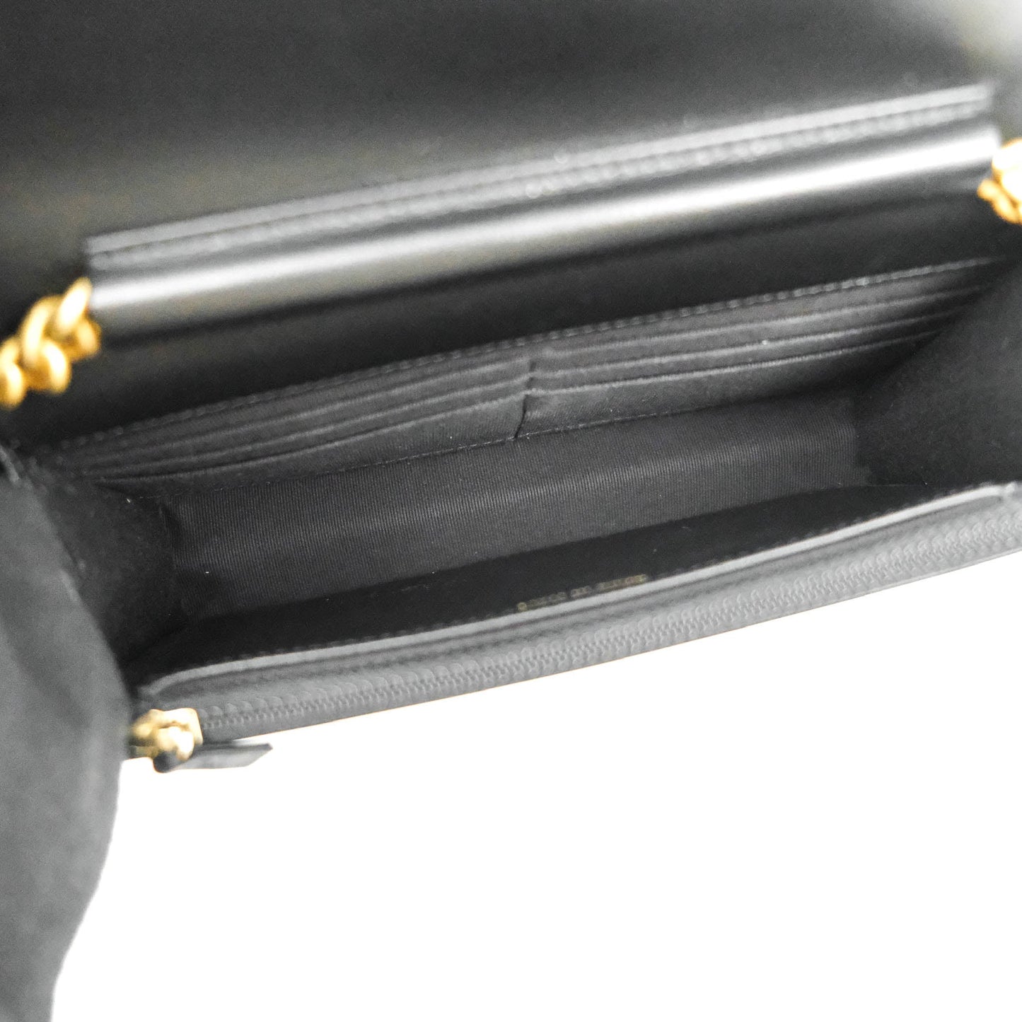 Chanel Quilted Boy Wallet on Chain WOC Black Caviar Aged Gold Hardware
