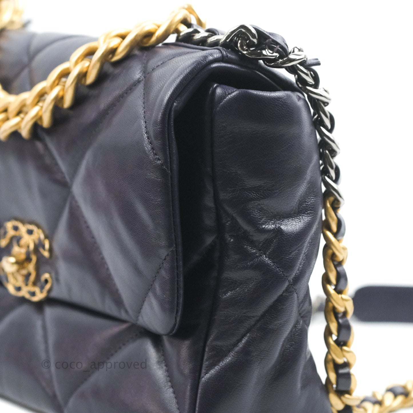 Chanel 19 Medium Dark Purple Mixed Hardware