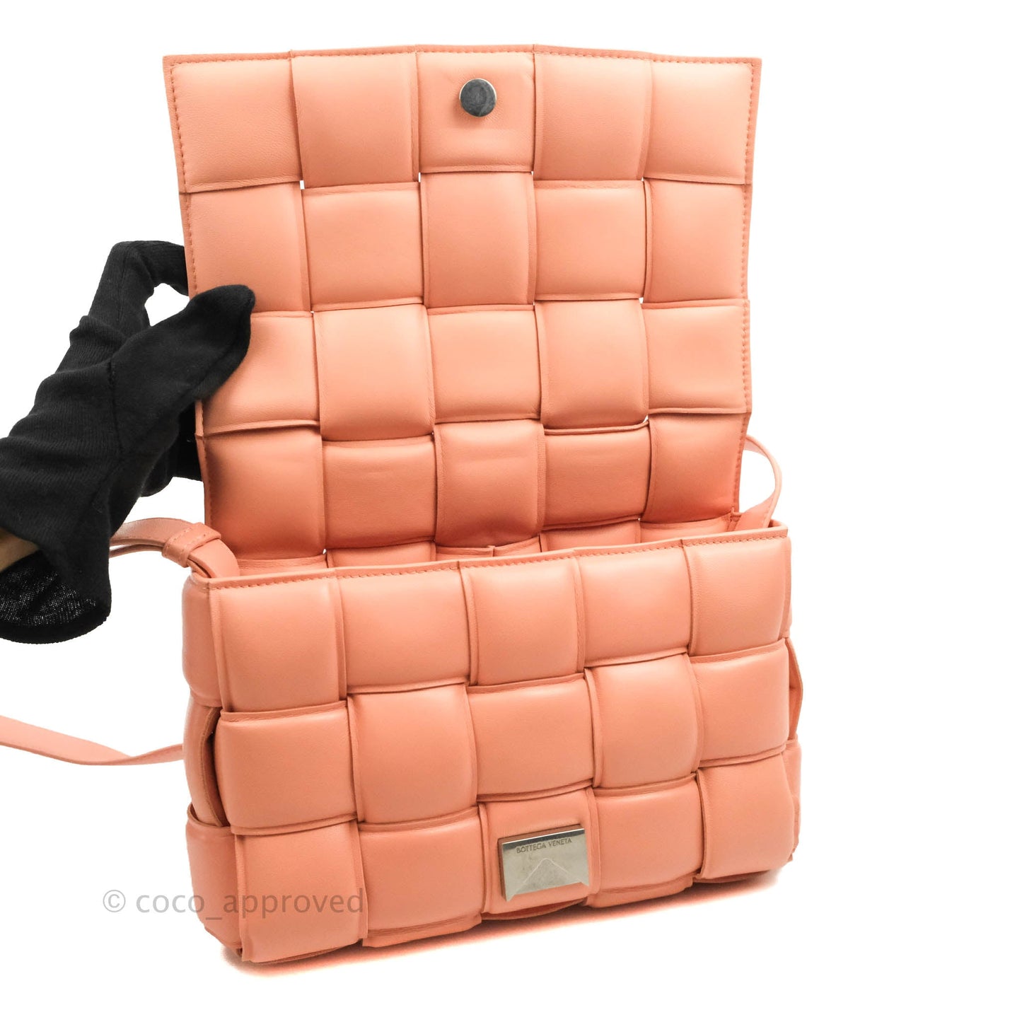 Bottega Veneta Padded Cassette Shoulder Bag Intrecciato Pink Lambskin Silver Hardware