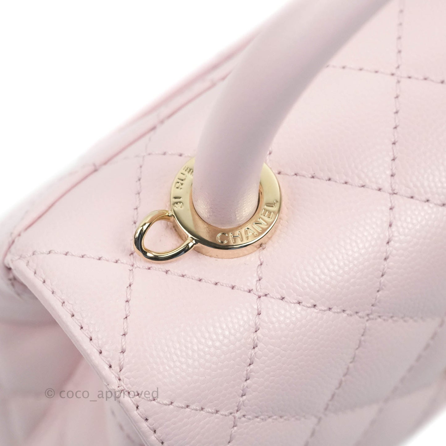 Chanel Mini Coco Handle Quilted Light Pink Caviar Gold Hardware