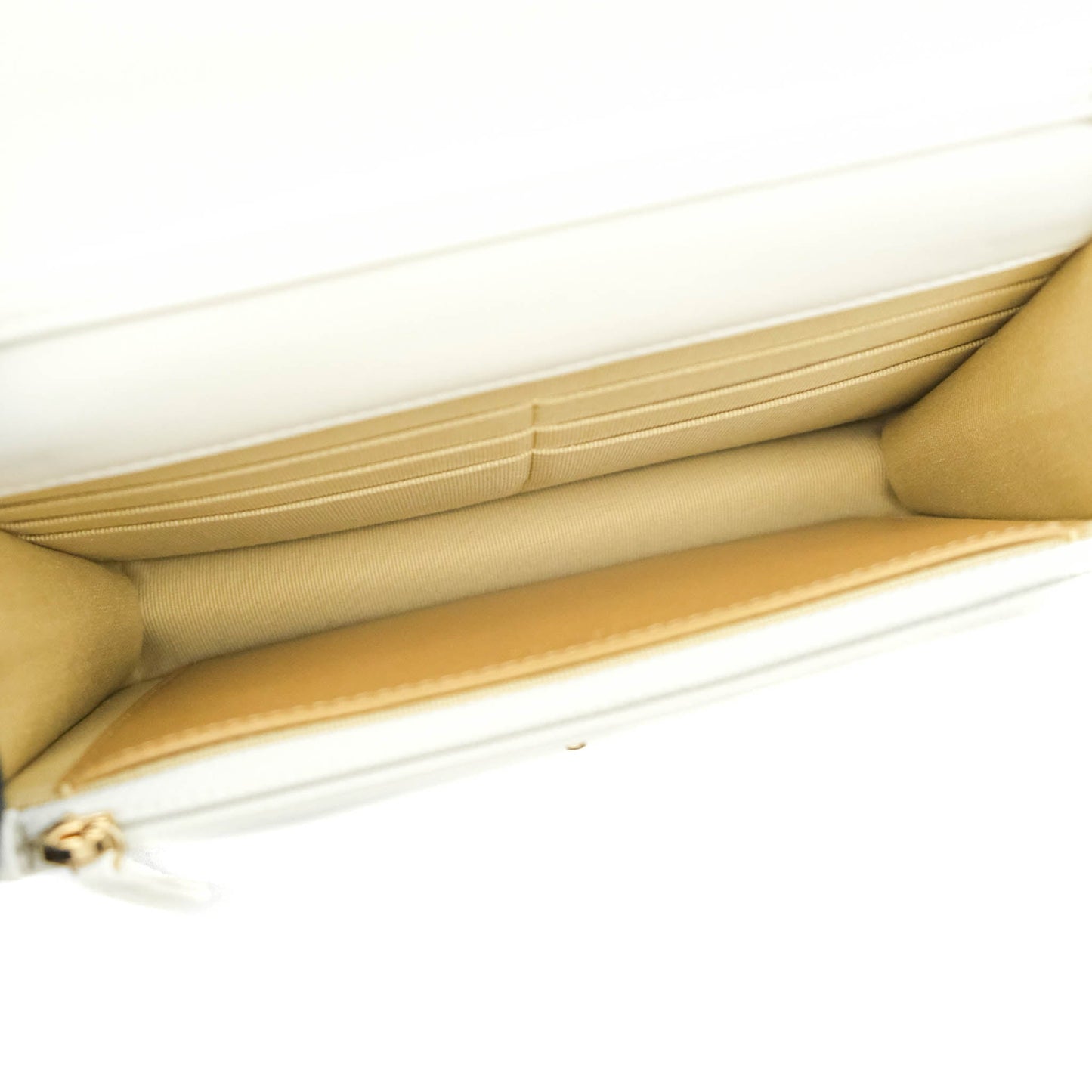Chanel Quilted Pearl Crush Wallet on Chain WOC White Lambskin Aged Gold Hardware